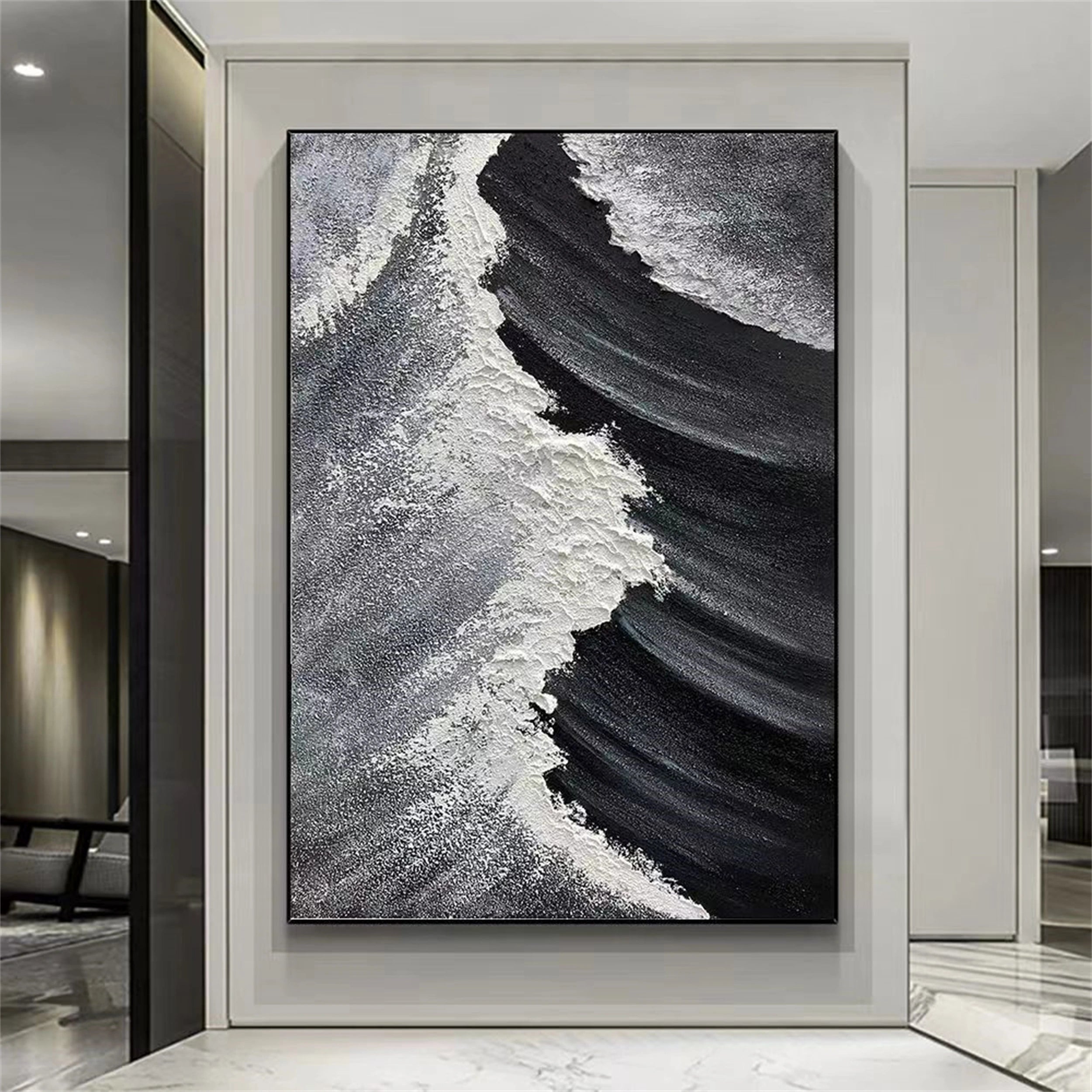 Black Textured Minimalist Wall Art #BT044