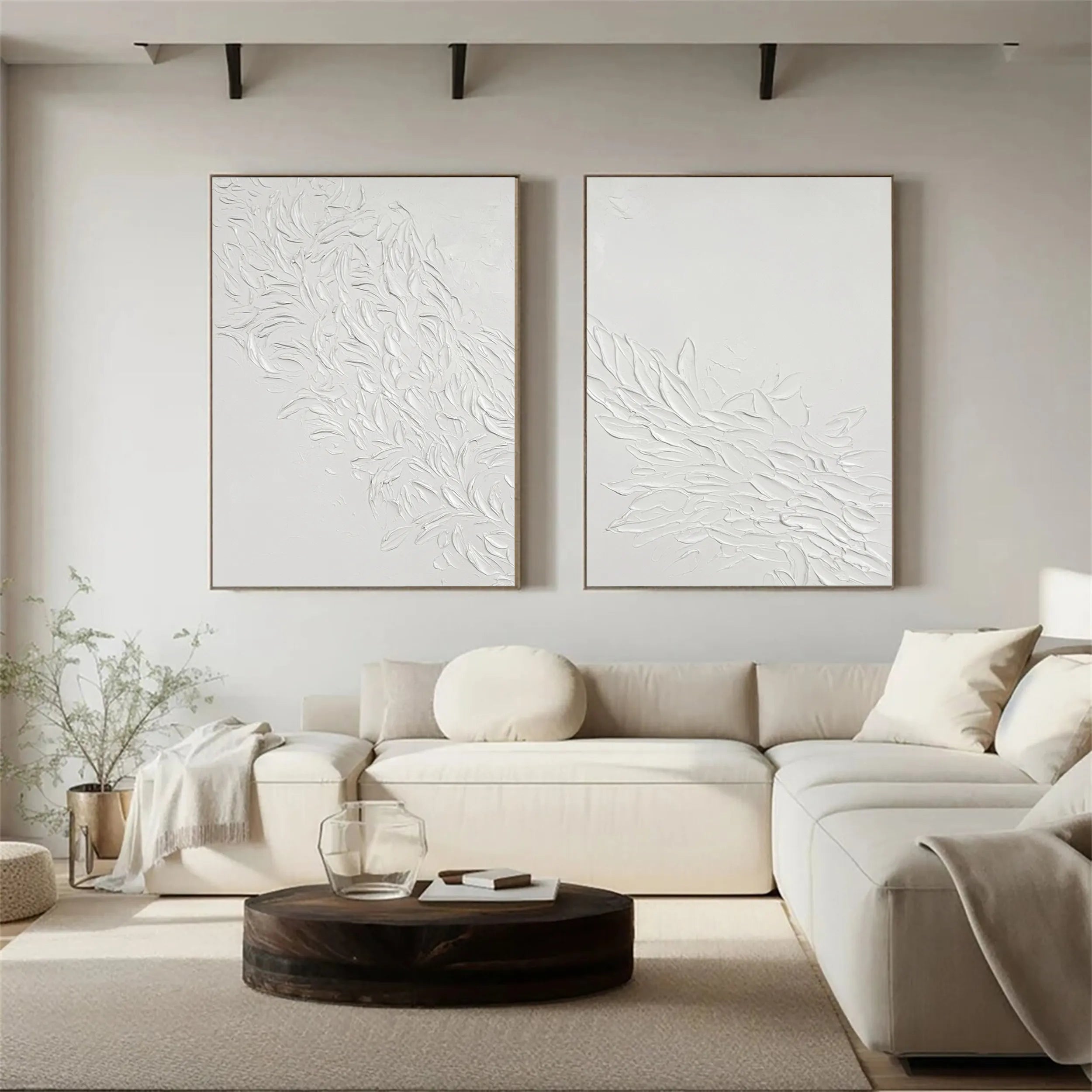 White Tree And Flower Painting Set of 2 #TF024