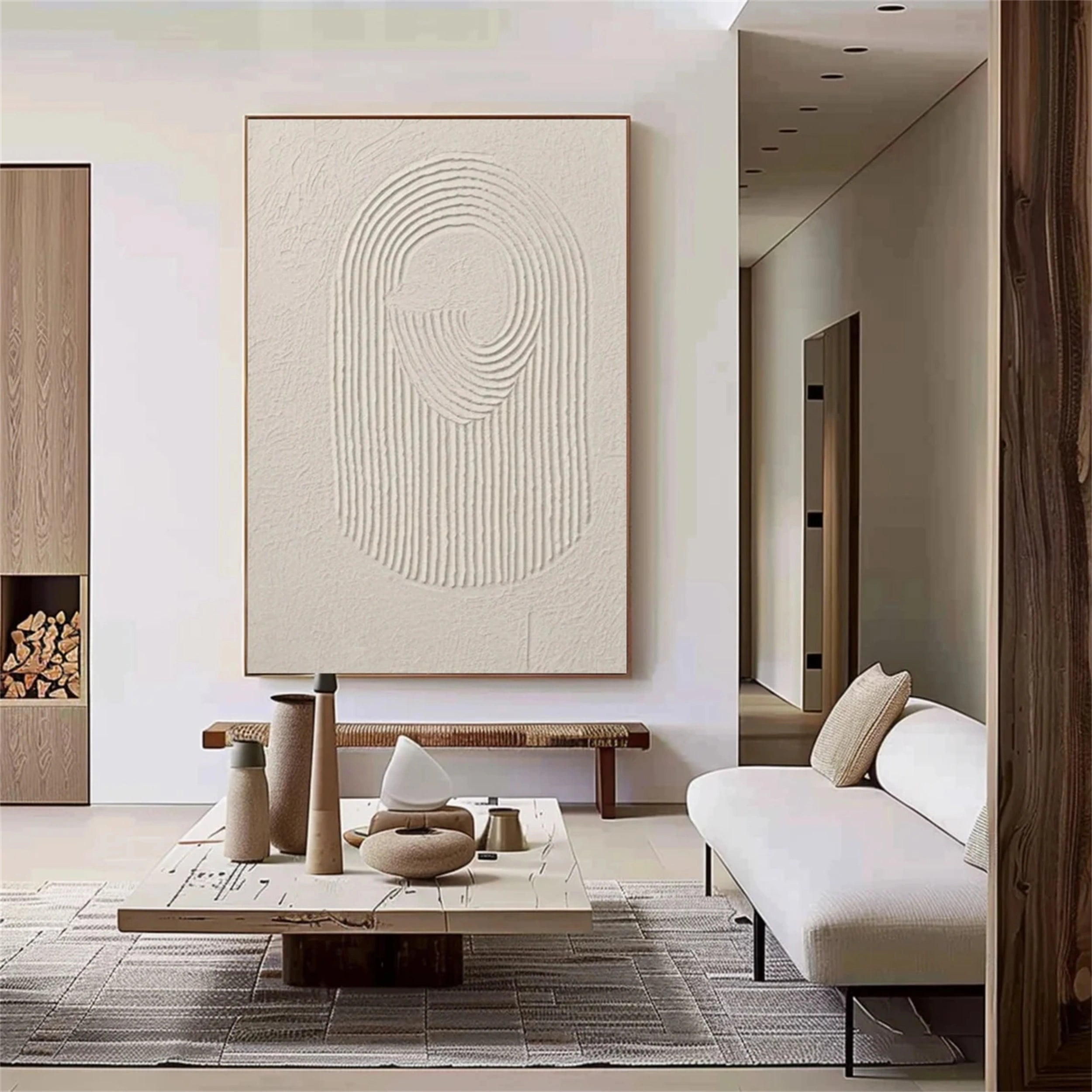 Beige & Brown Textured Minimalist Wall Art #BM027