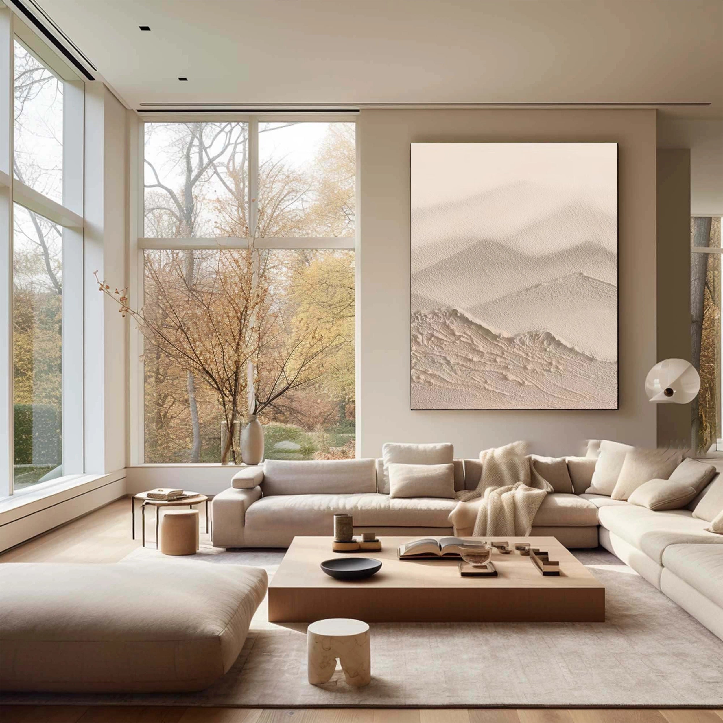 Beige & Brown Textured Minimalist Wall Art #BM004