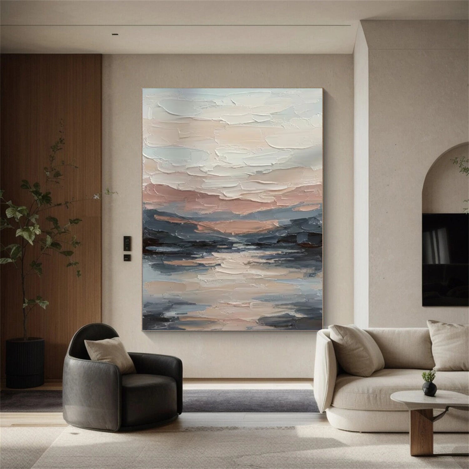 Sky And Ocean Abstract Textured Wall Art #SO389
