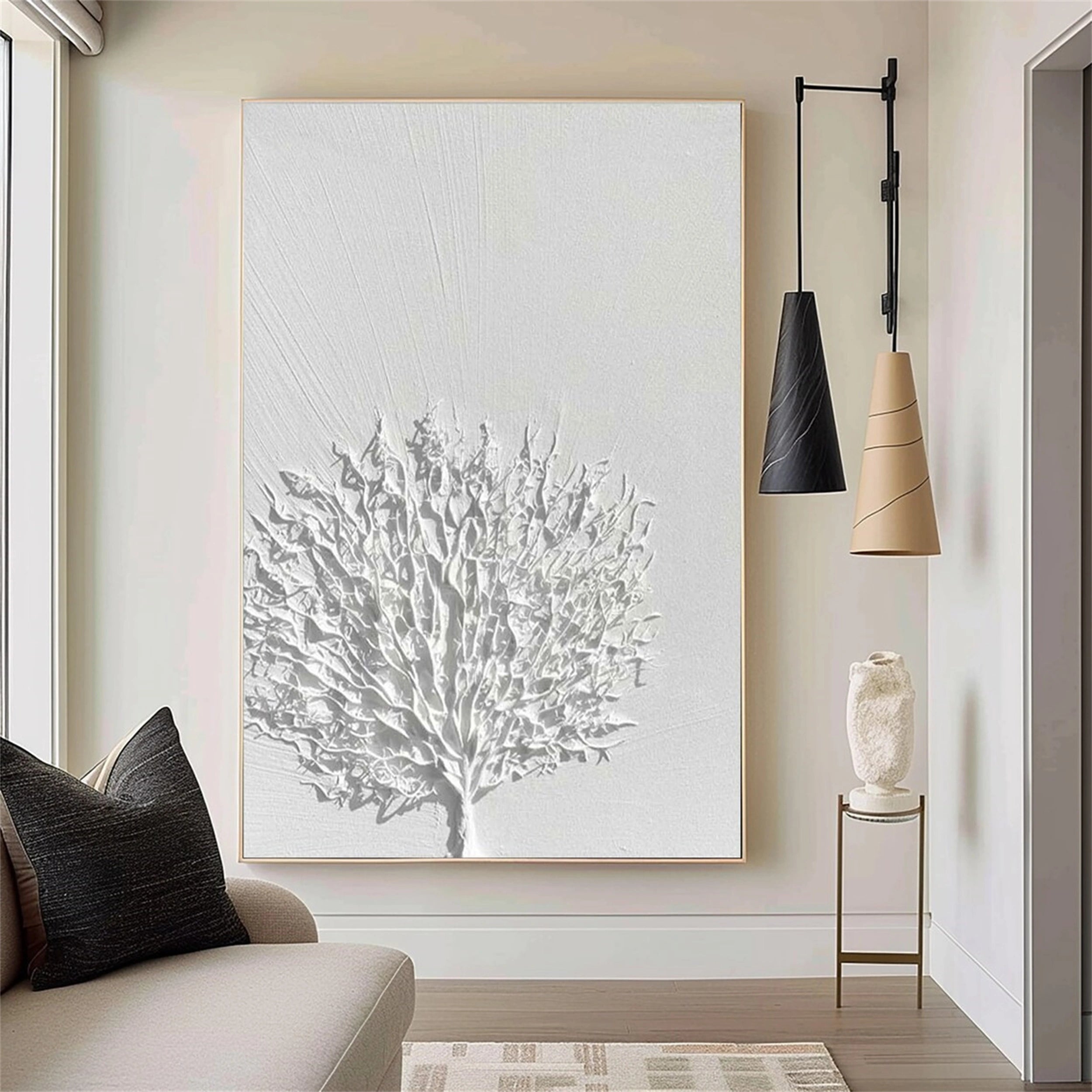 White Textured Minimalist Wall Art #WT064