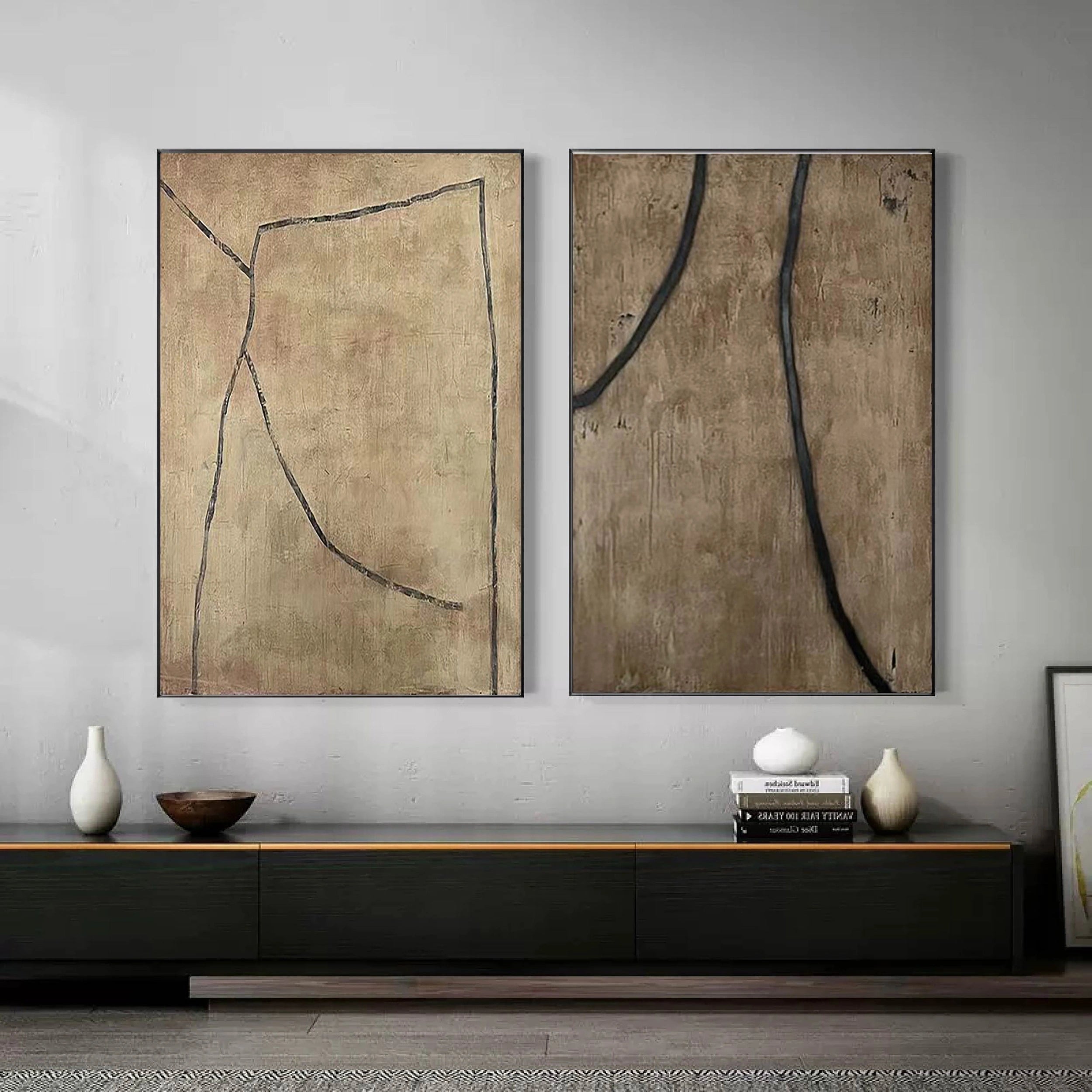 Wabi Sabi Abstract Wall Art Set of 2 #WA088