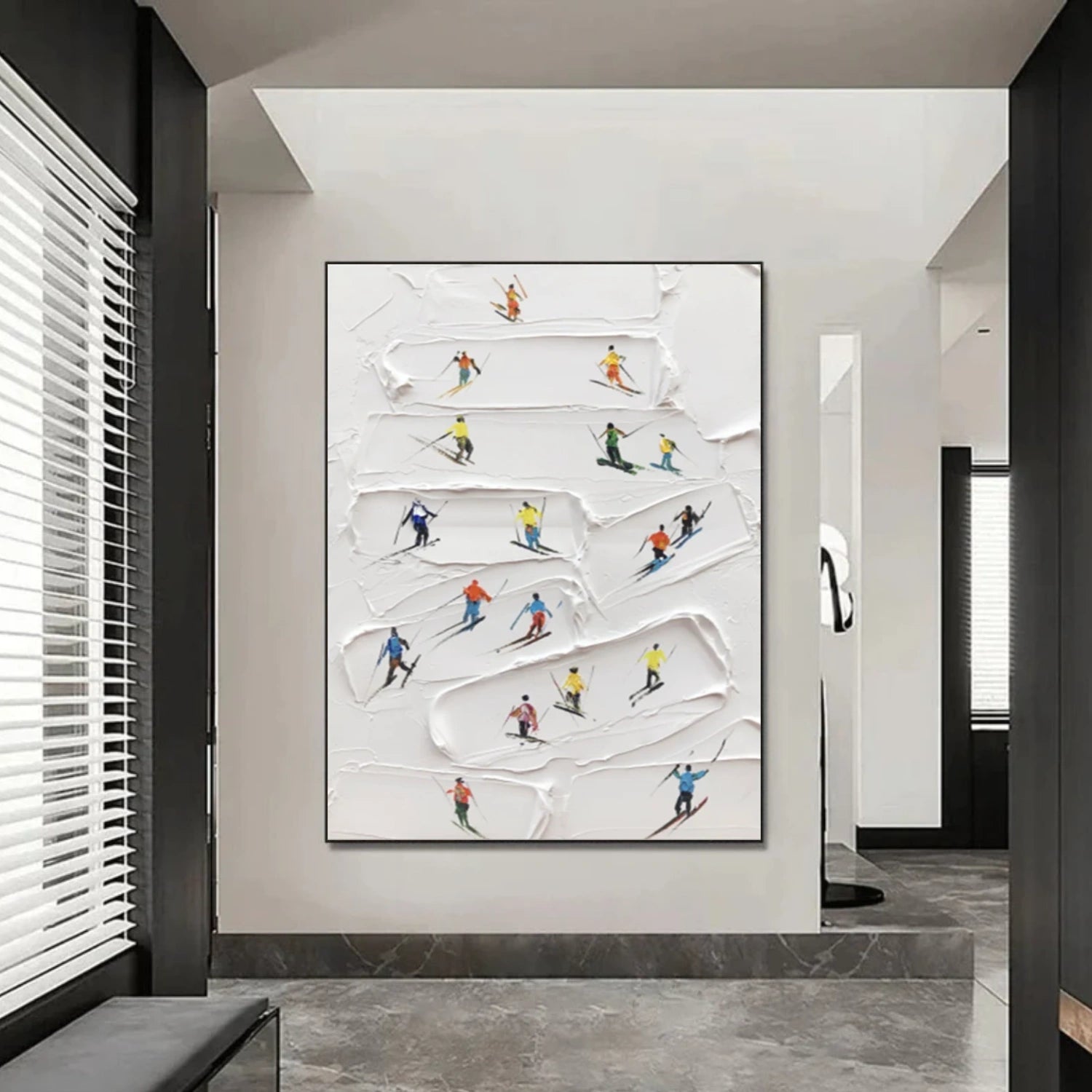 Skiing Sport Textured Wall Art #BA032