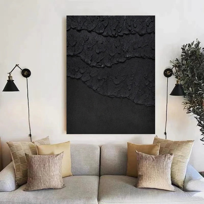 Black Textured Minimalist Wall Art #BT019