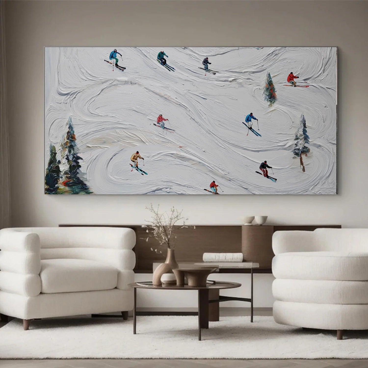 Skiing Sport Textured Wall Art #BA045