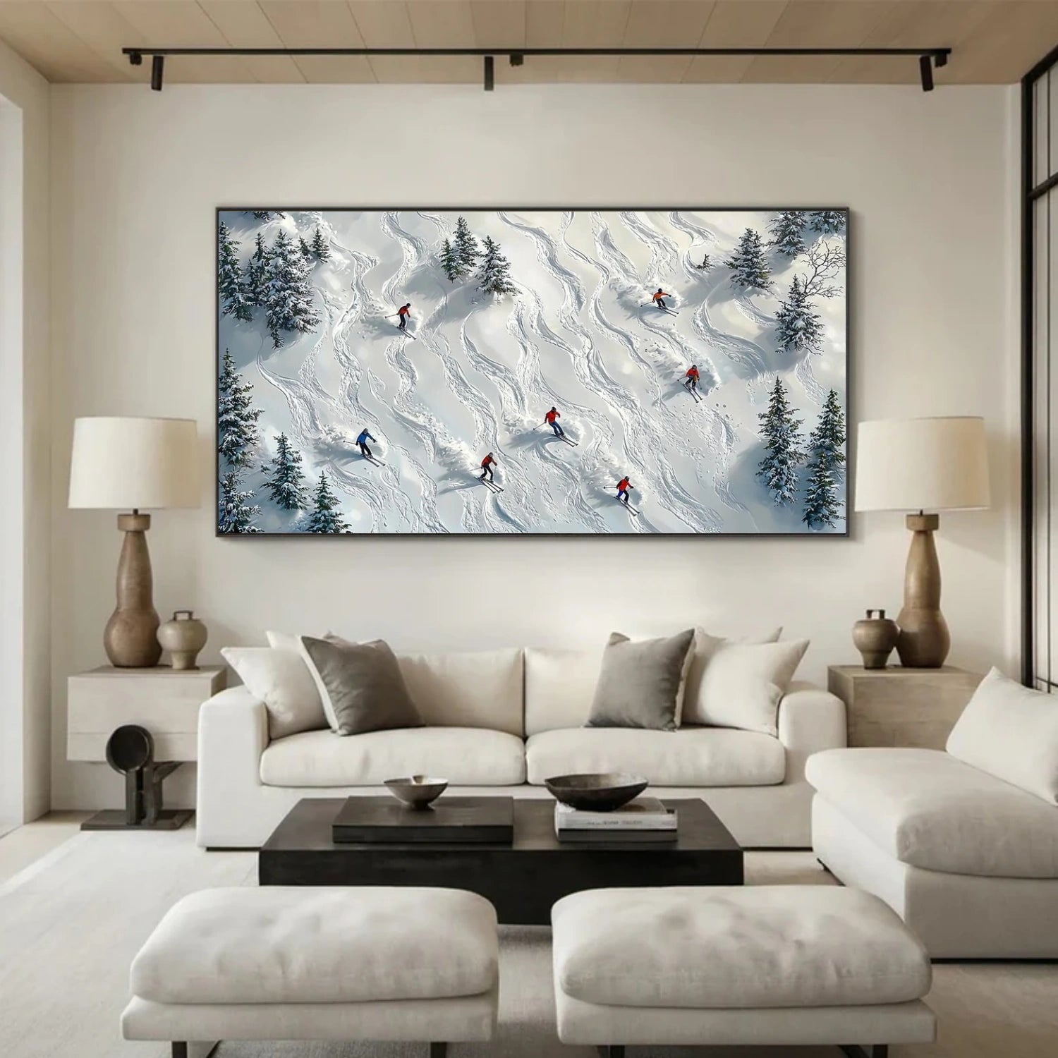 Skiing Sport Textured Wall Art #BA039