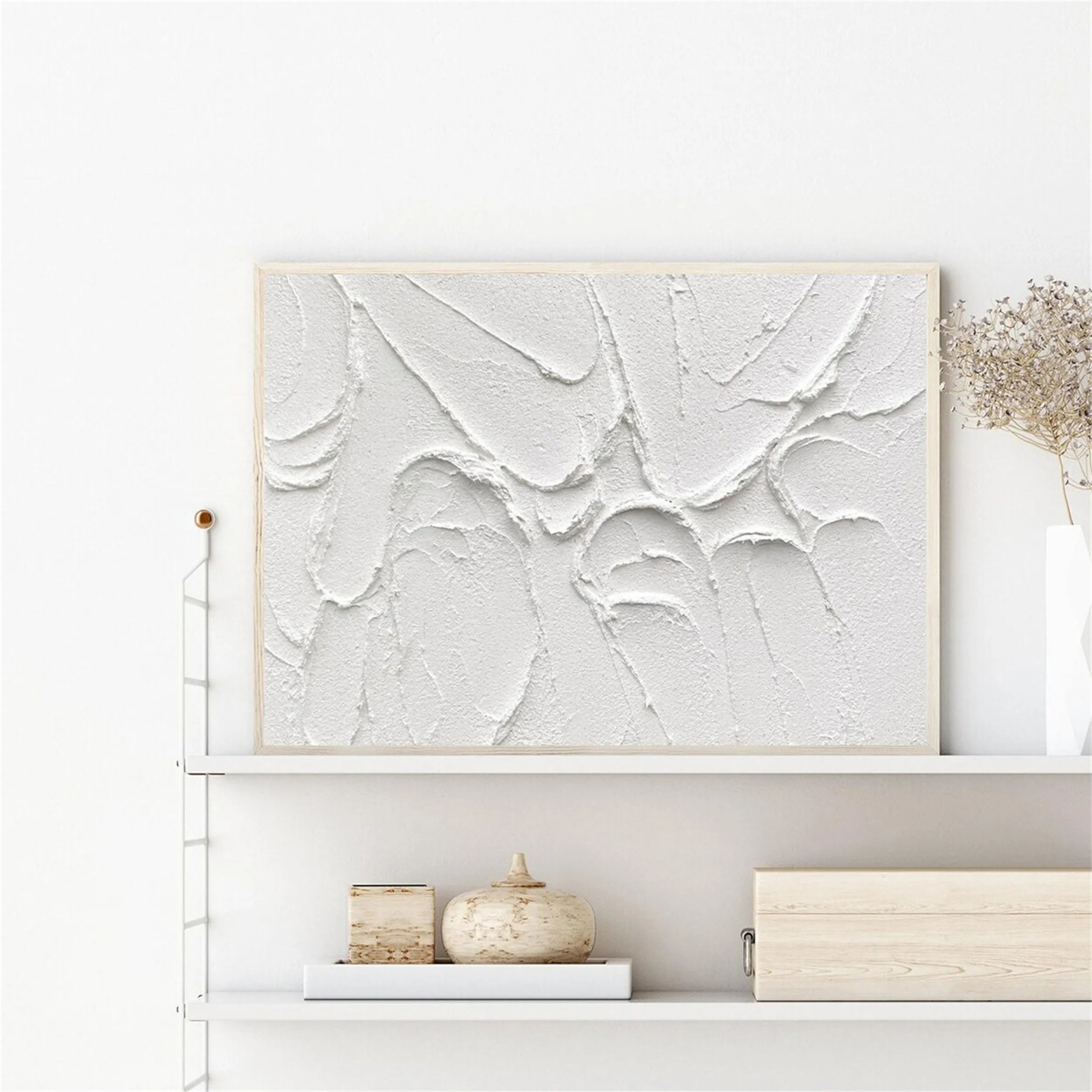 White Textured Minimalist Wall Art #WT098