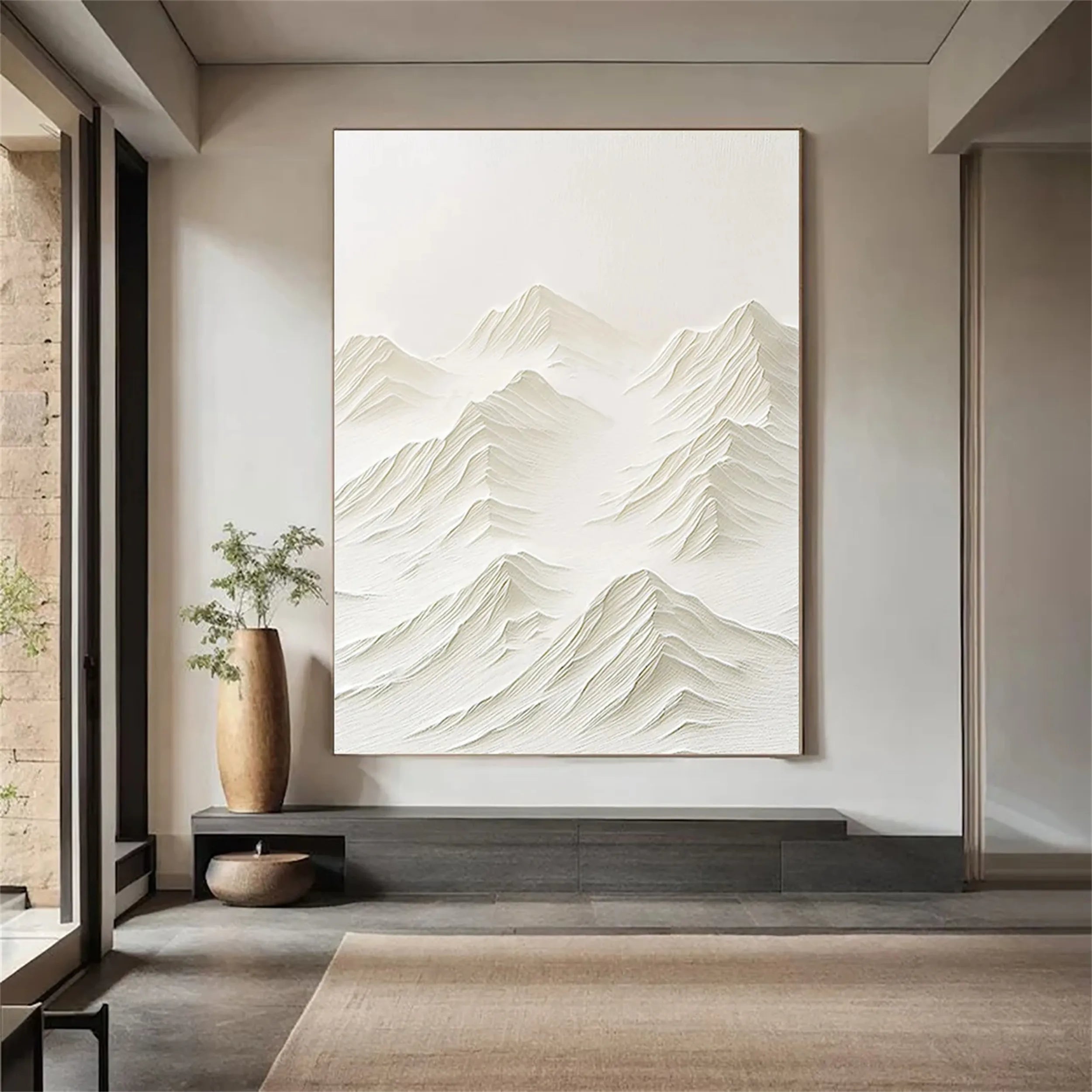 White Textured Minimalist Wall Art #WT091
