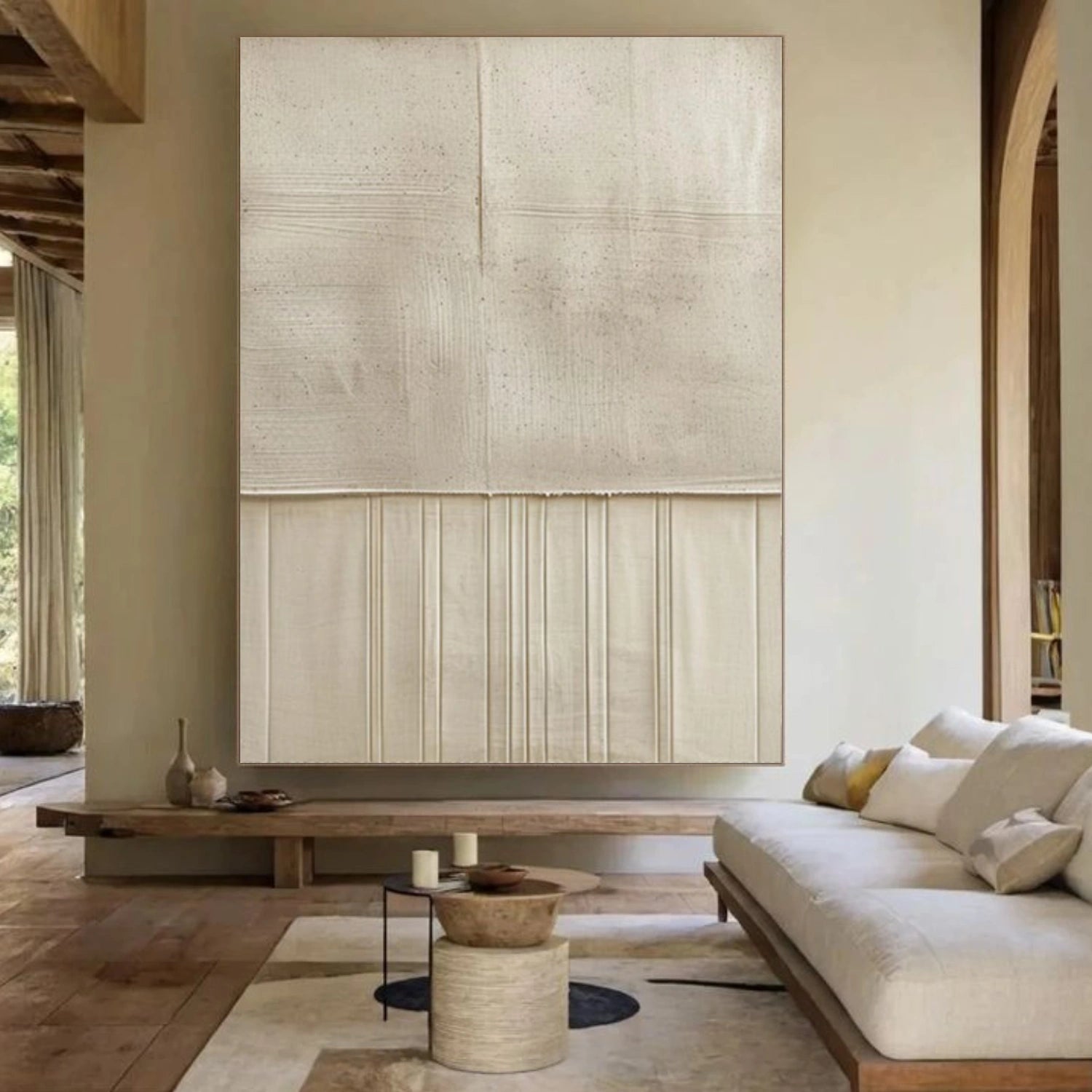 Beige & Brown Textured Minimalist Wall Art #BM035