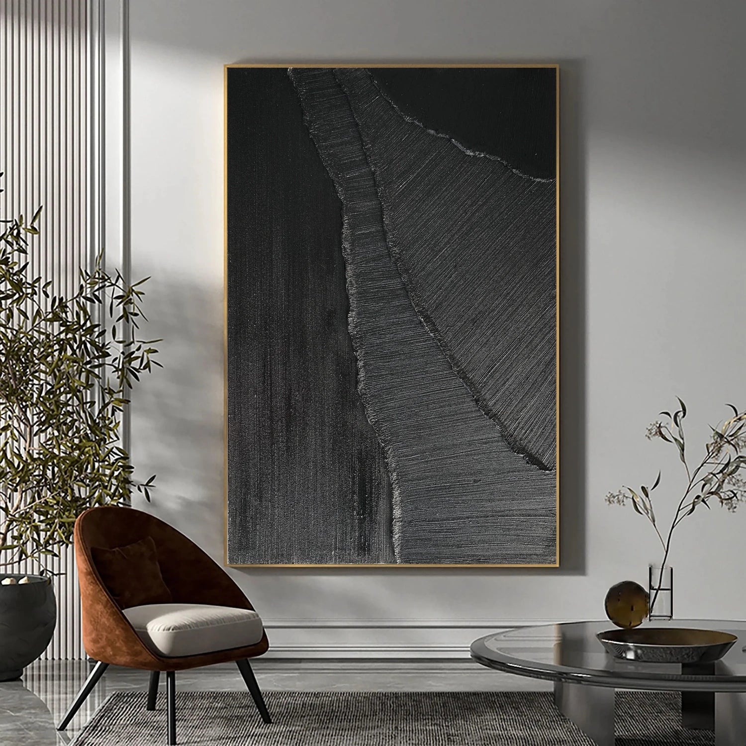 Black Textured Minimalist Wall Art #BT070