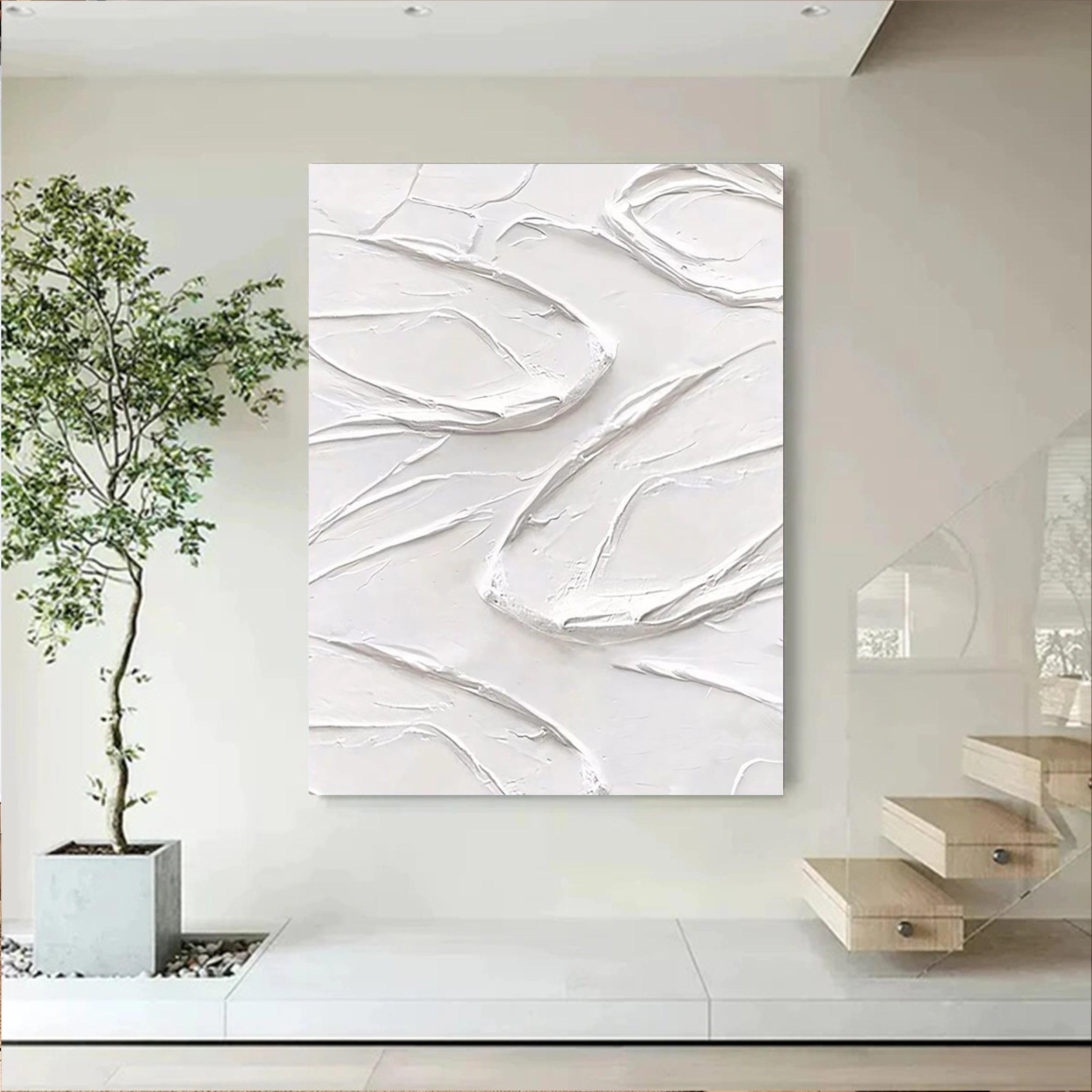 White Textured Minimalist Wall Art #WT067