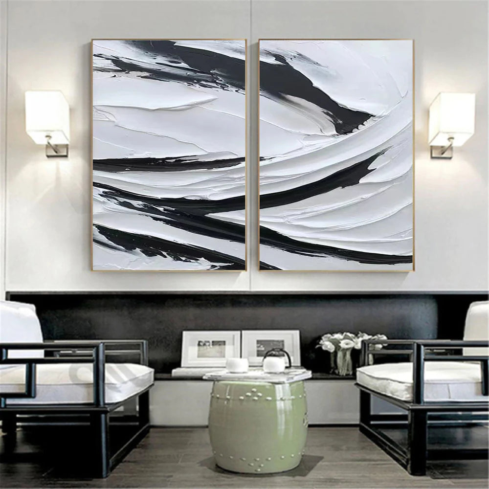 White Textured Minimalist Wall Art Set of 2 #WT034