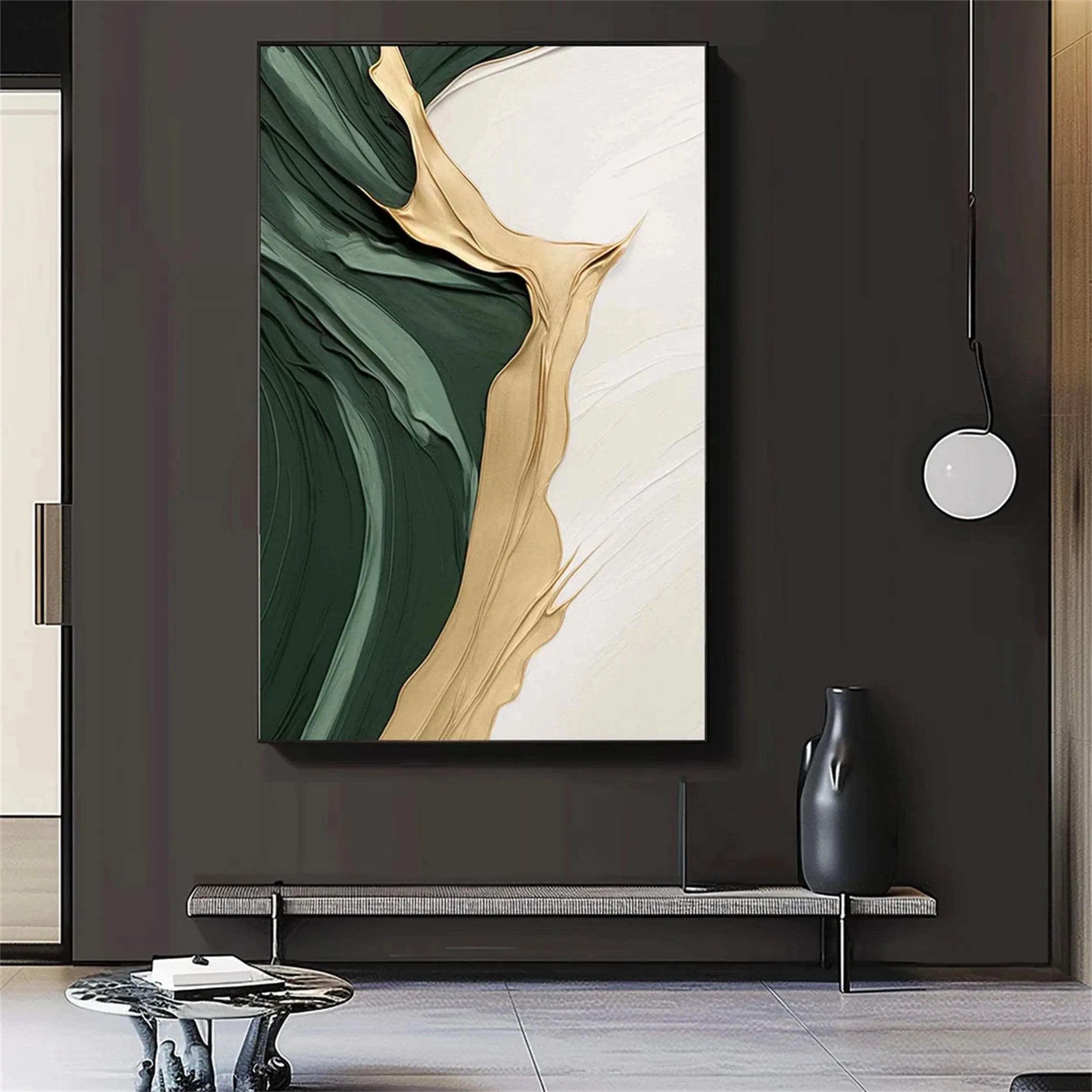 Green Textured Minimalist Wall Art #GT035