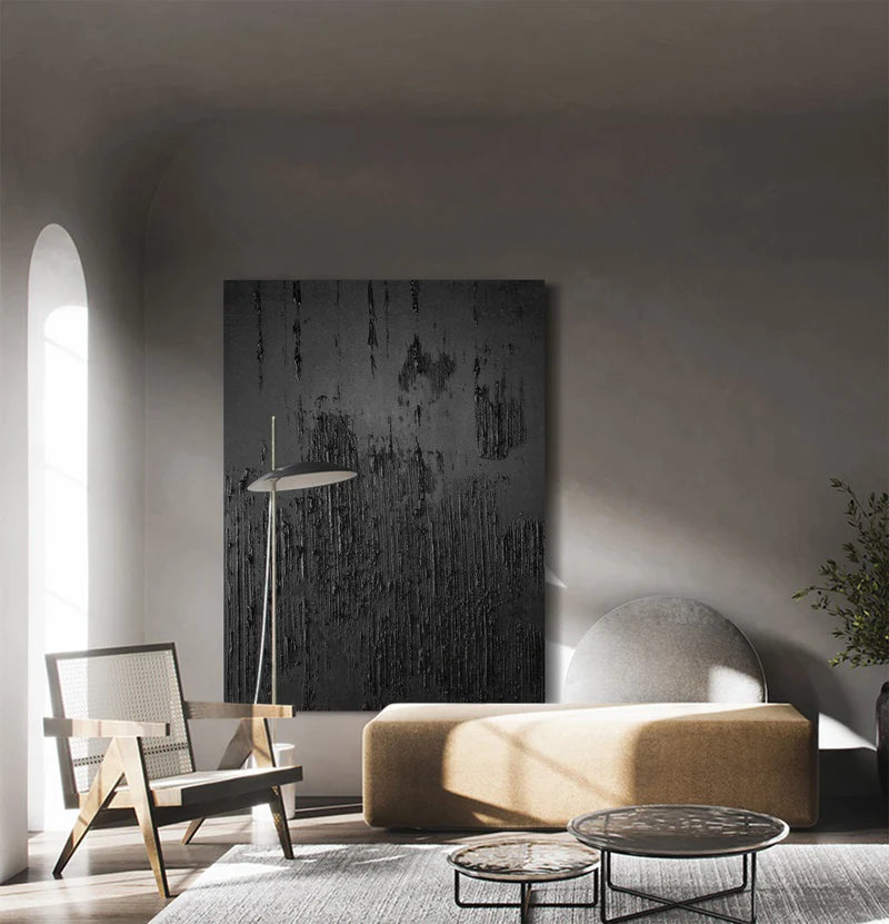 Black Textured Minimalist Wall Art #BT014