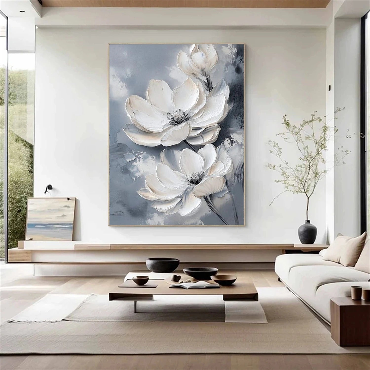 Tree And Flower Abstract Textured Wall Art #TF202
