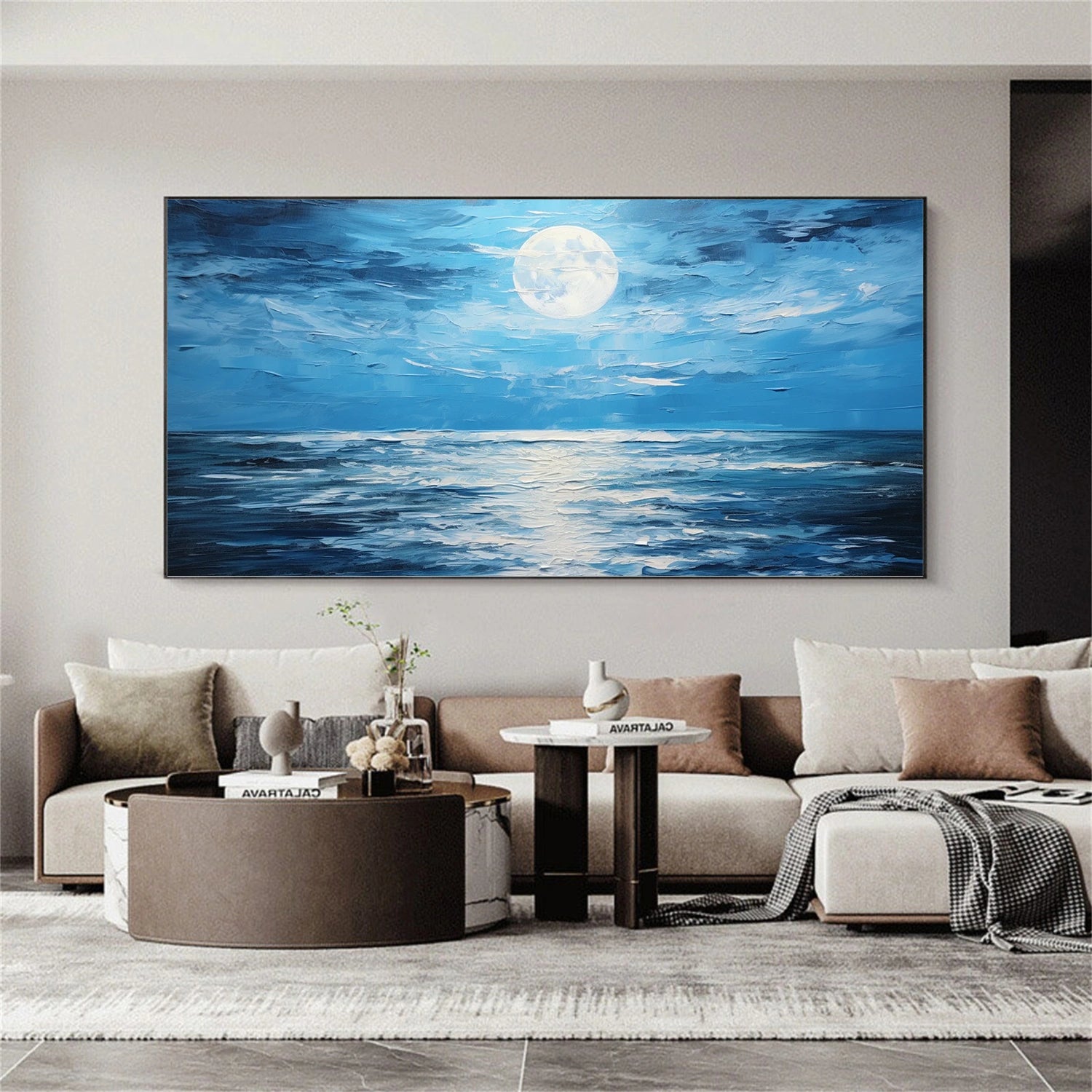 Sky And Ocean Abstract Textured Wall Art #SO282