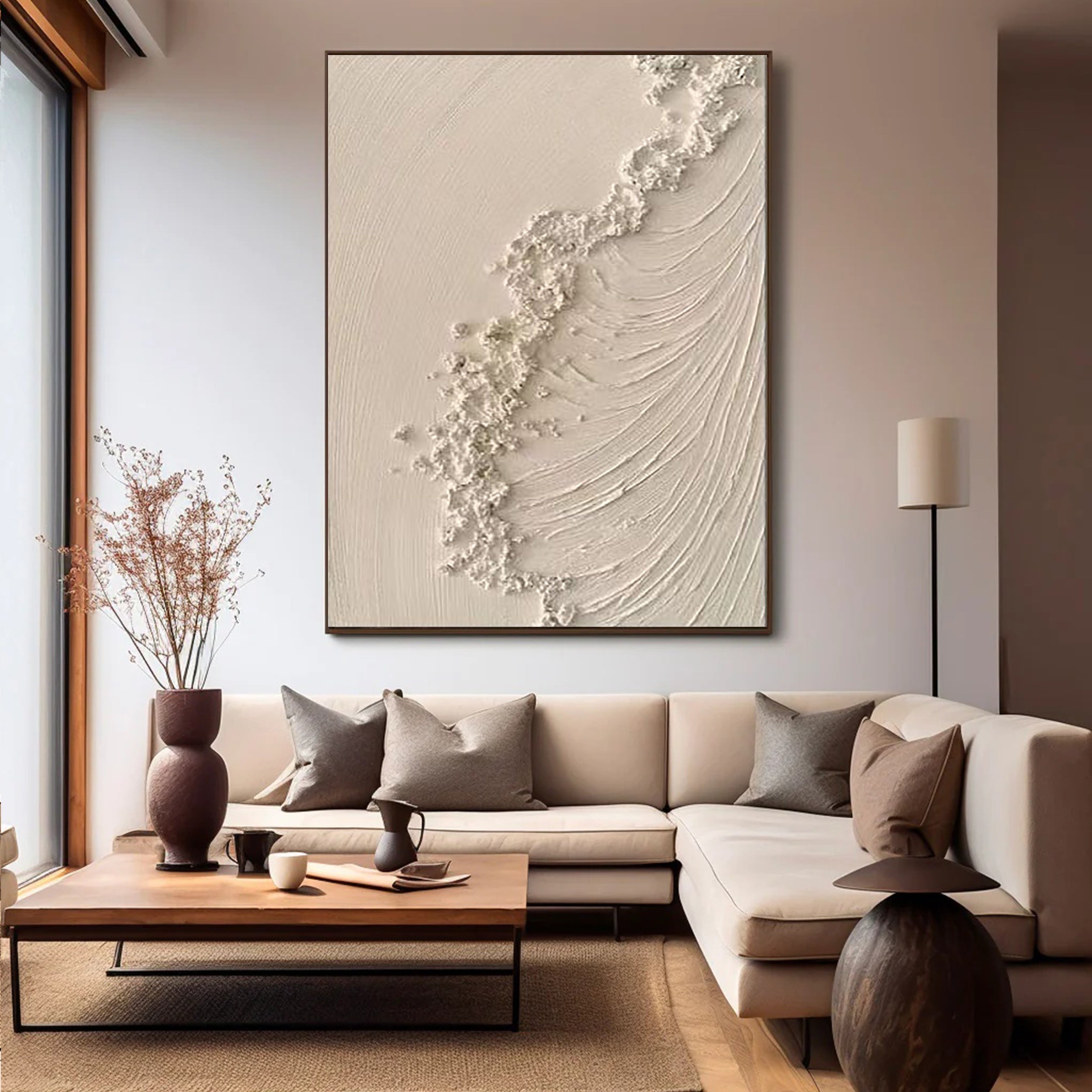 Beige & Brown Textured Minimalist Wall Art #BM017