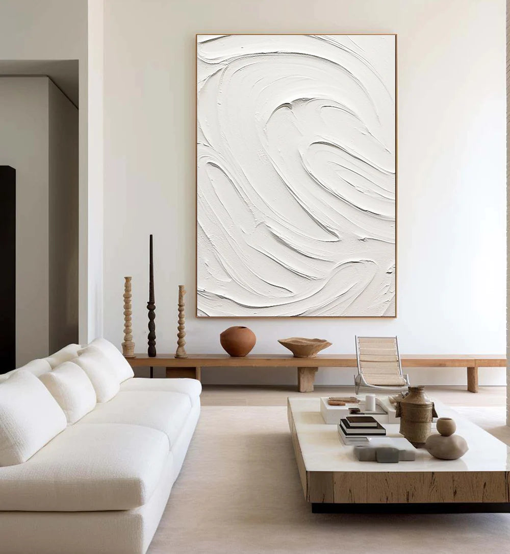 White Textured Minimalist Wall Art #WT026