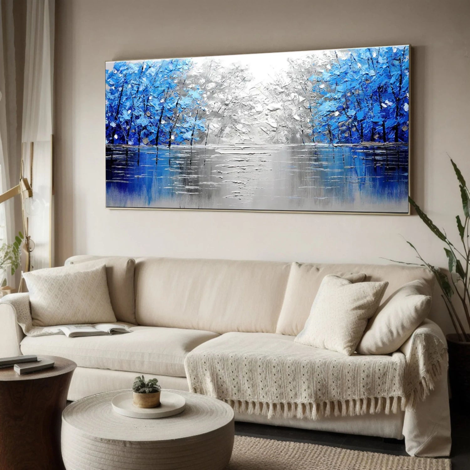 Blue Tree And Flower Painting #TF078