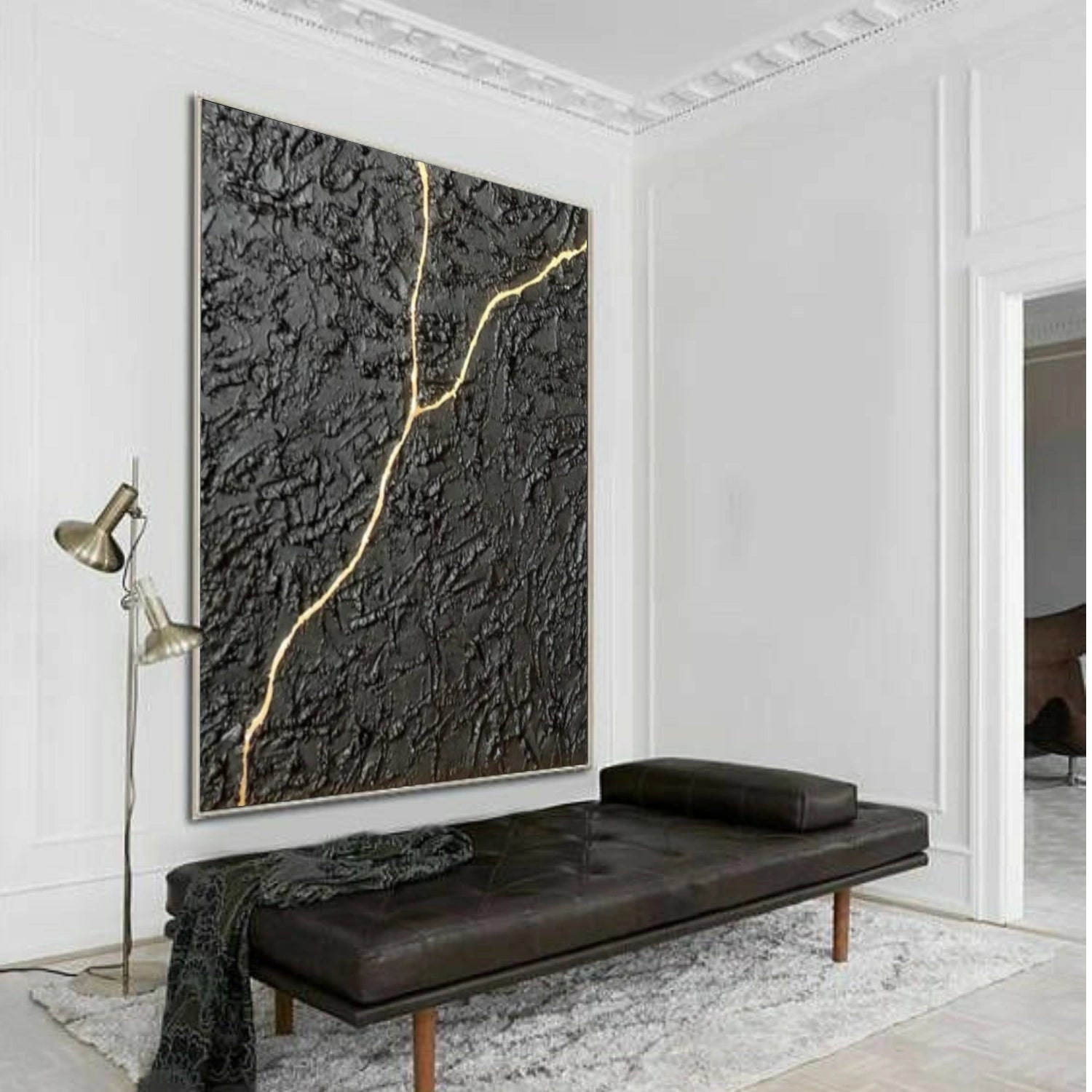 Black Minimalist Textured Canvas Art #BT085