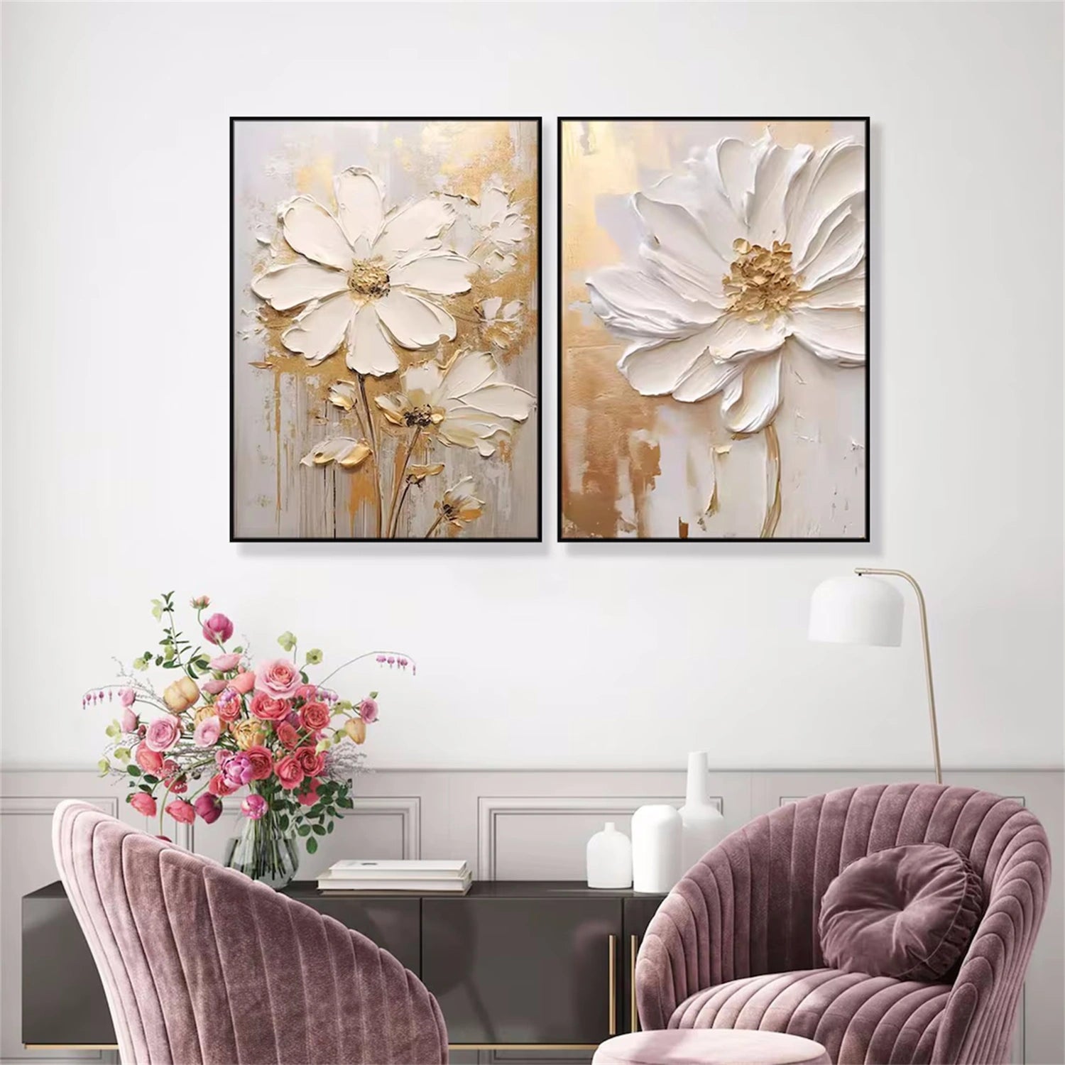 Colorful Tree And Flower Painting Set of 2 #TF016