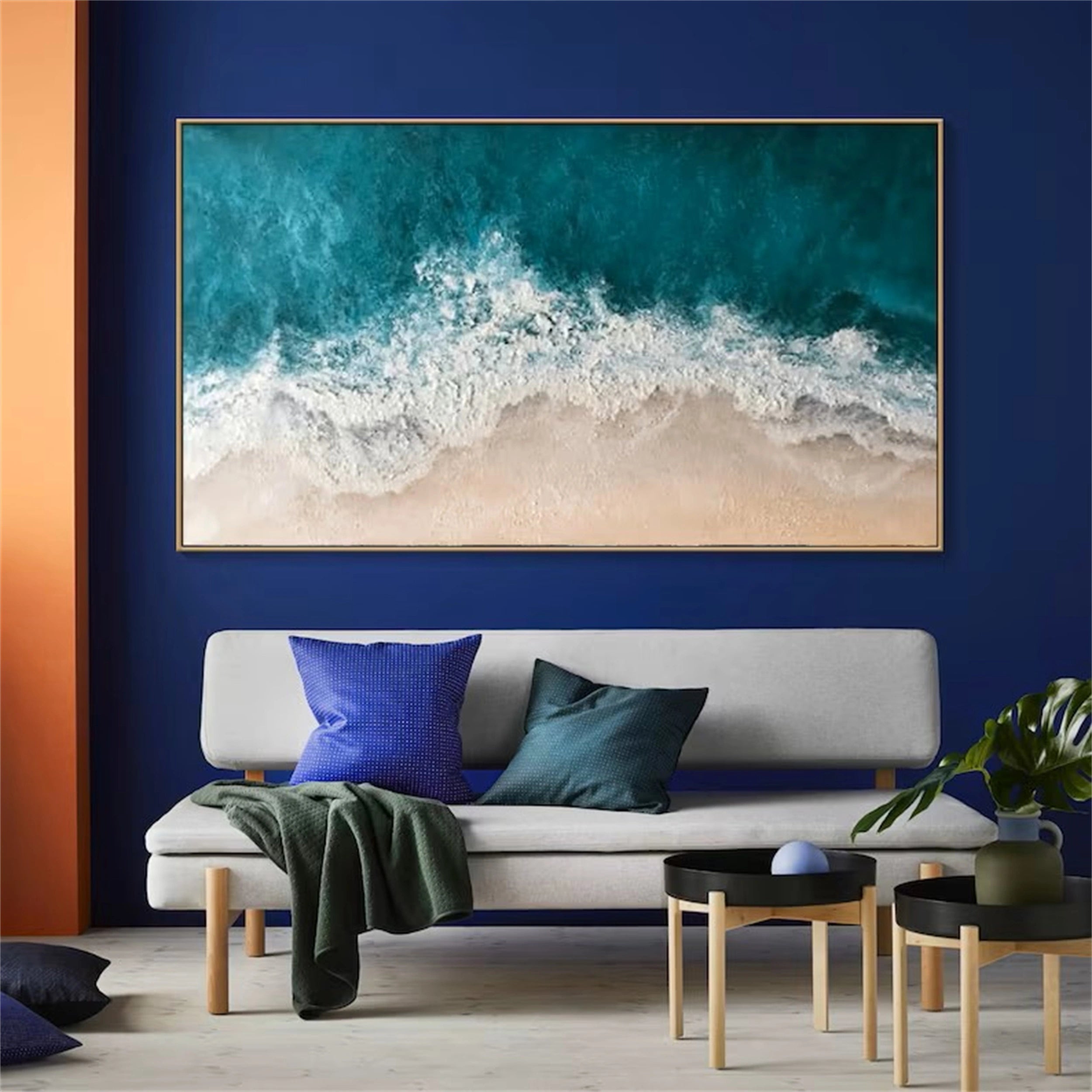 Blue Textured Minimalist Wall Art #BL008