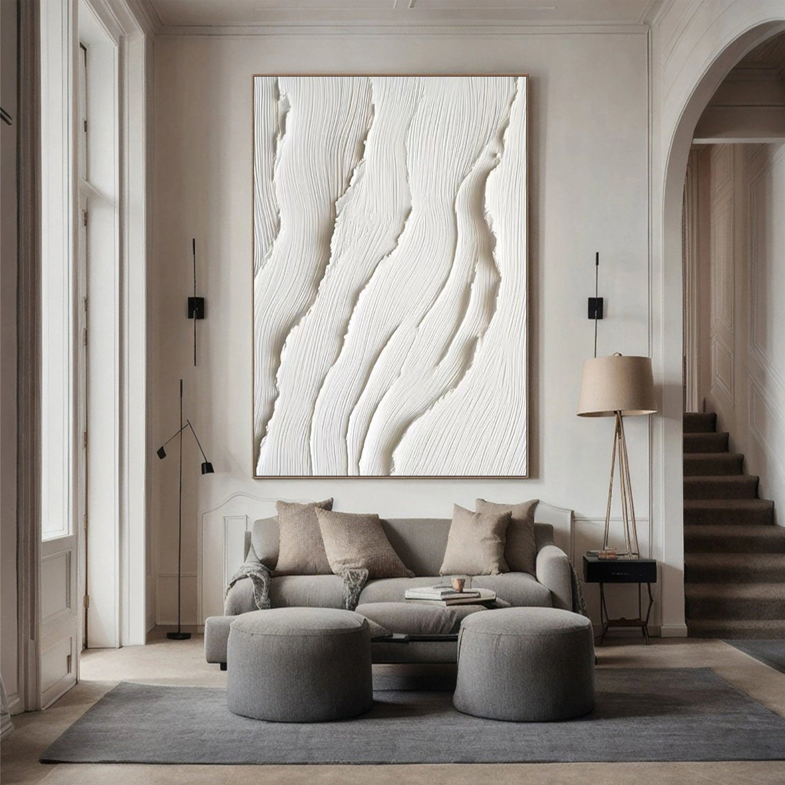 White Textured Minimalist Wall Art #WT084