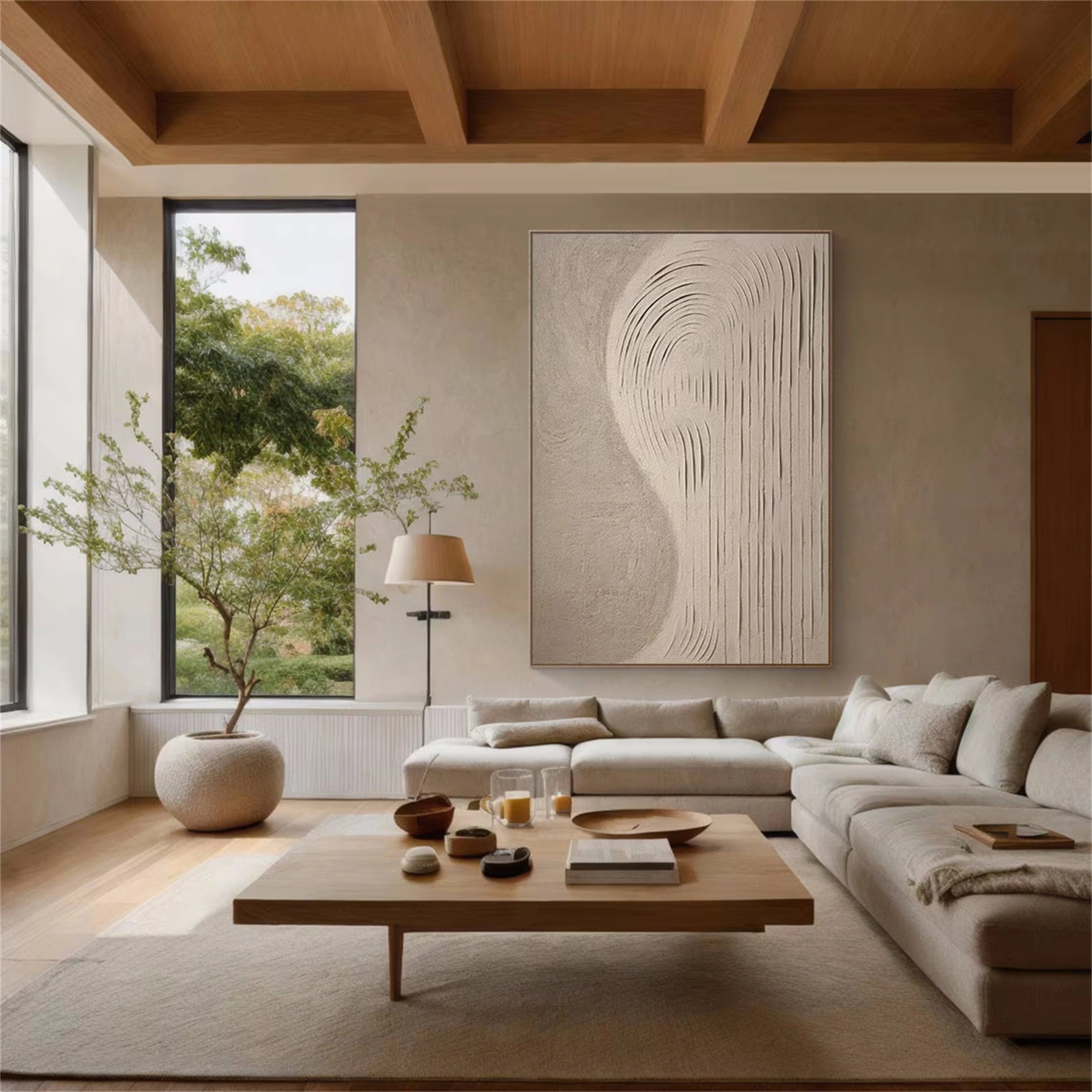 Beige & Brown Textured Minimalist Wall Art #BM016