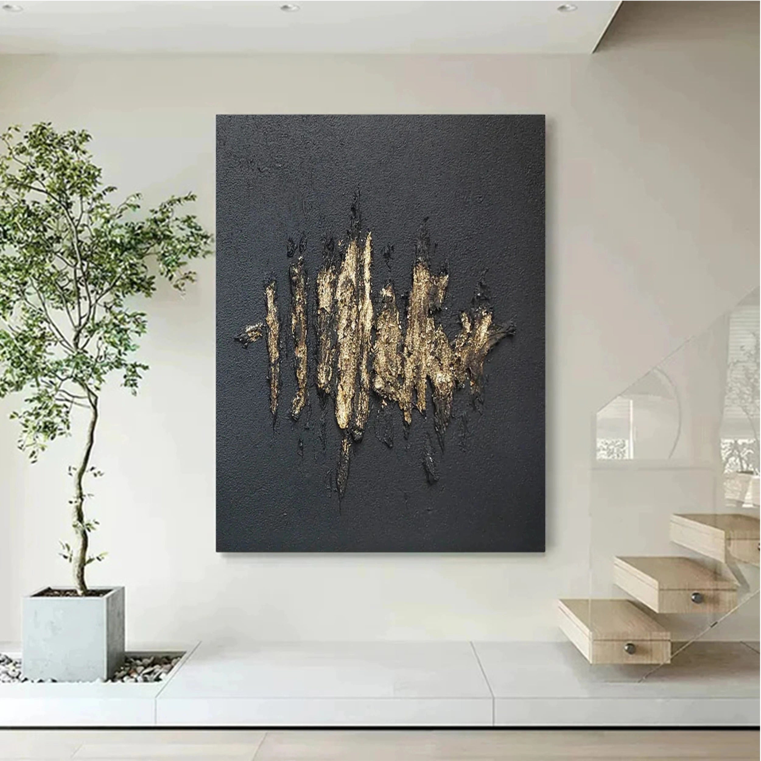 Black Textured Minimalist Wall Art #BT031