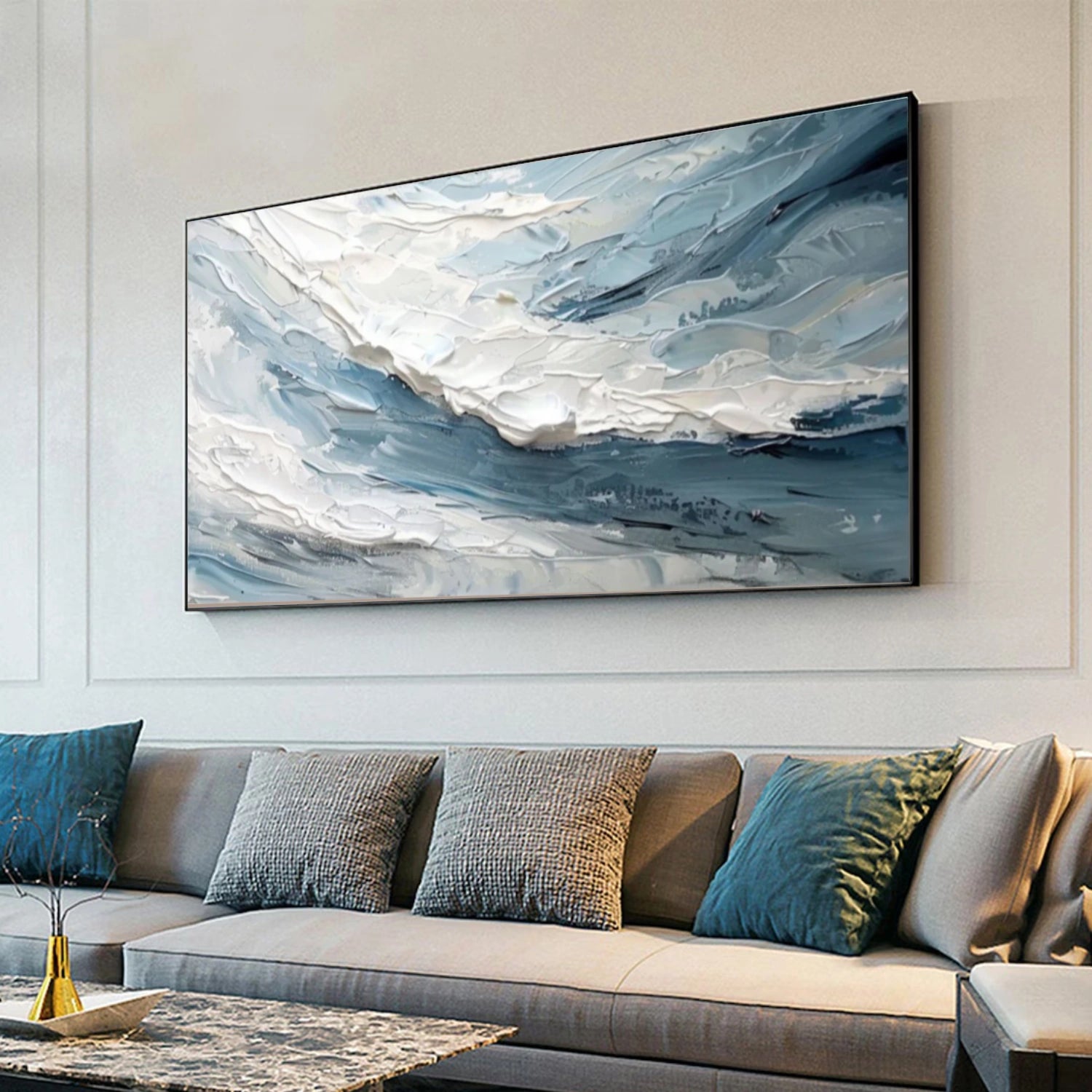 Sky And Ocean Abstract Textured Wall Art #SO336