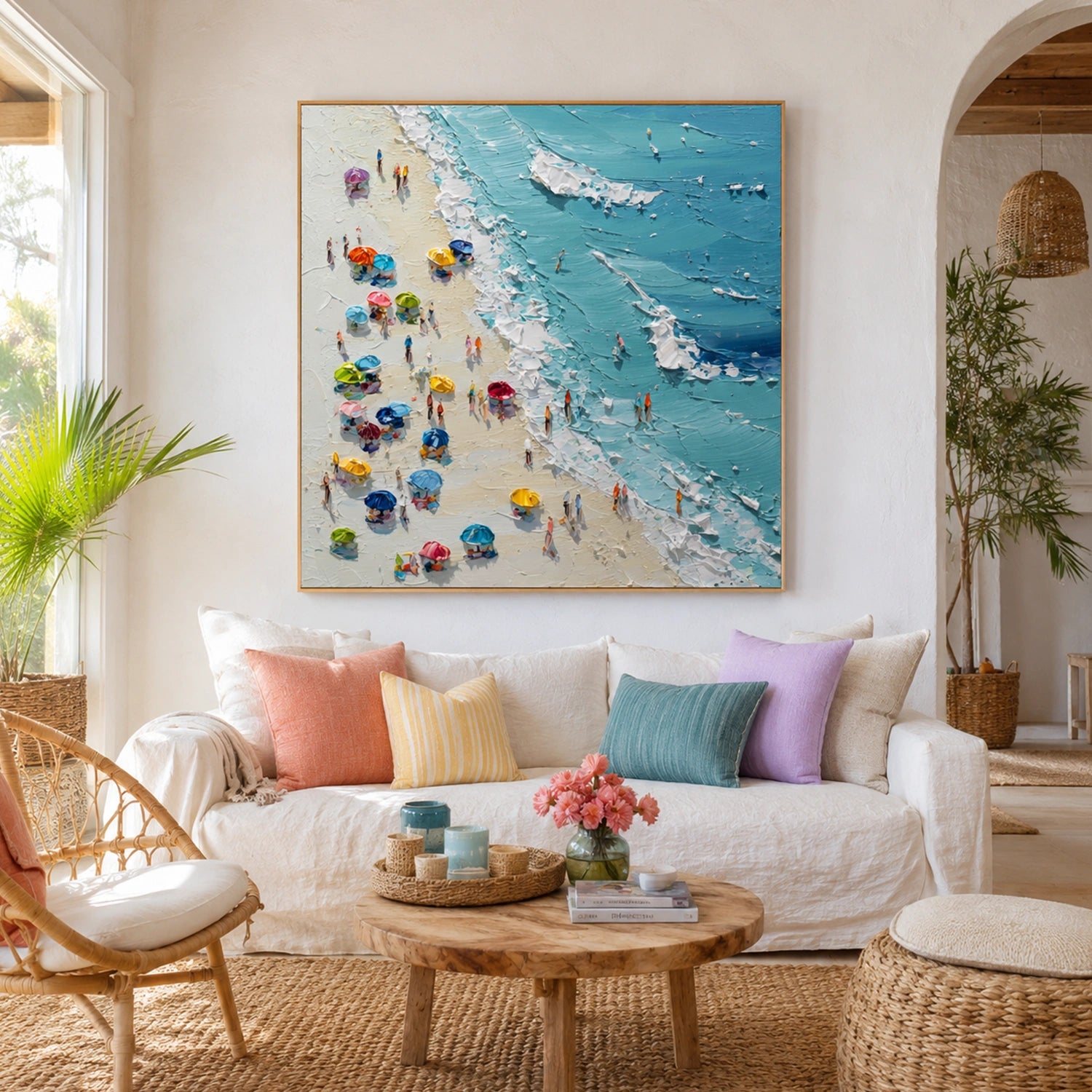 Sky And Ocean Abstract Textured Wall Art #SO423