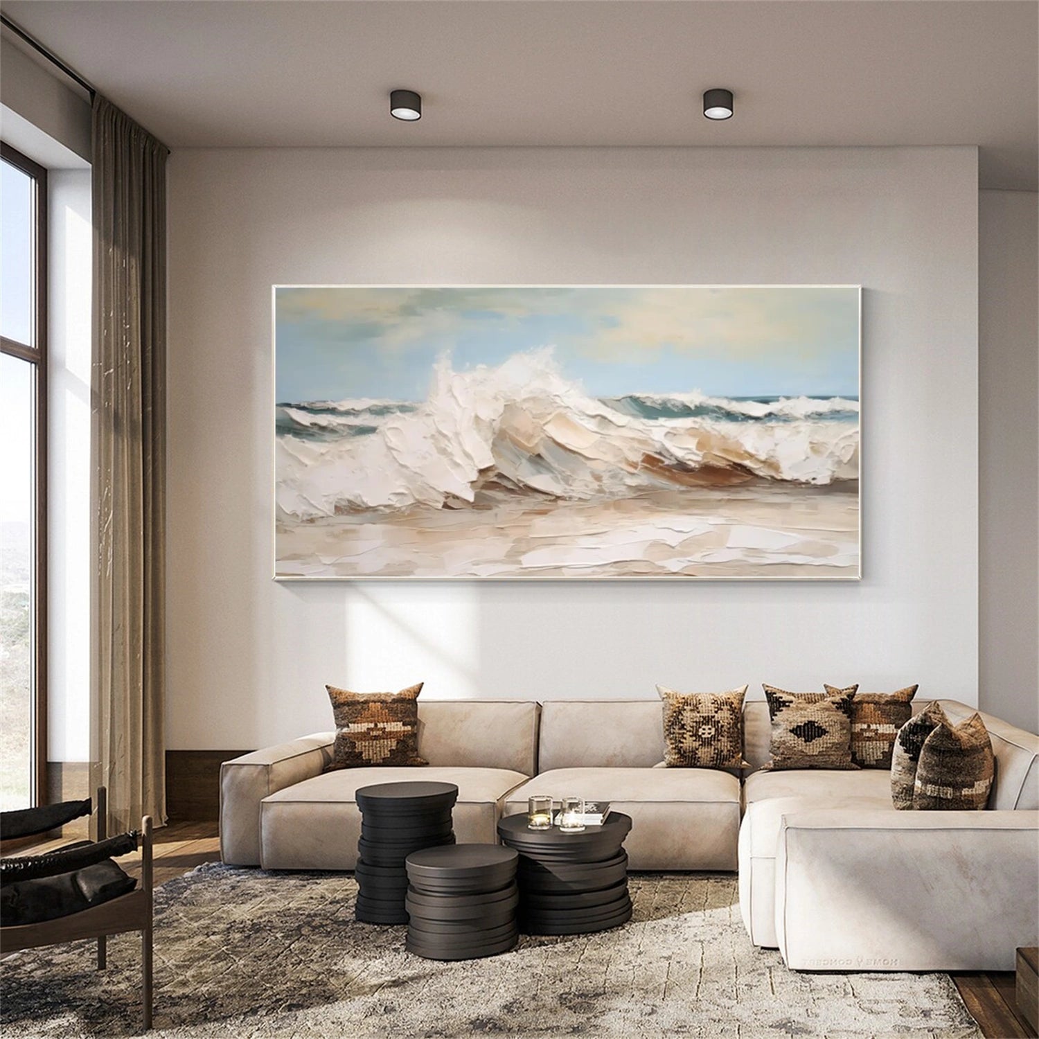 Sky And Ocean Abstract Textured Wall Art #SO264