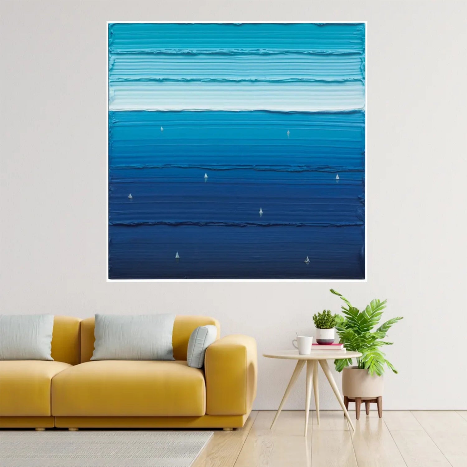 Blue Sky And Ocean Abstract Textured Wall Art #SO265