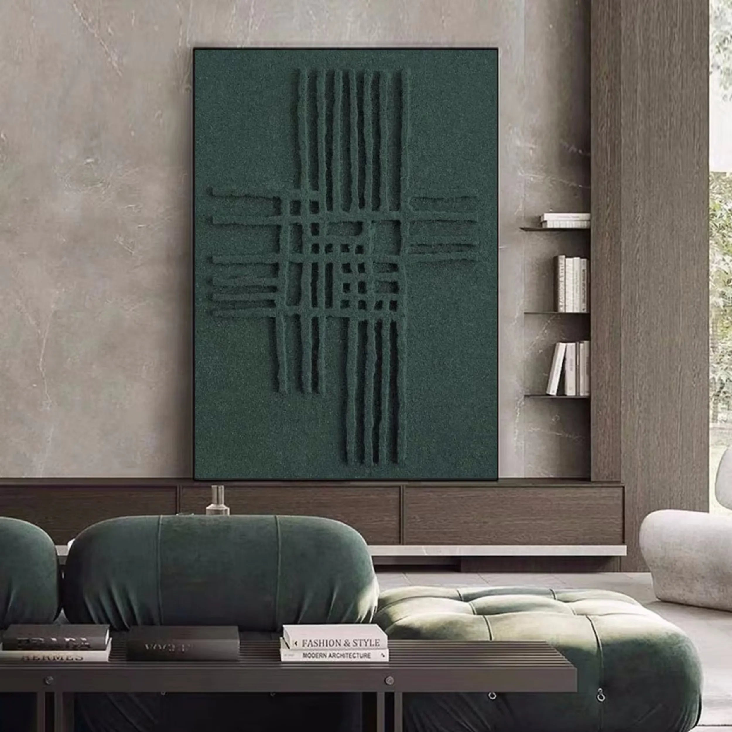 Green Textured Minimalist Wall Art #GT028
