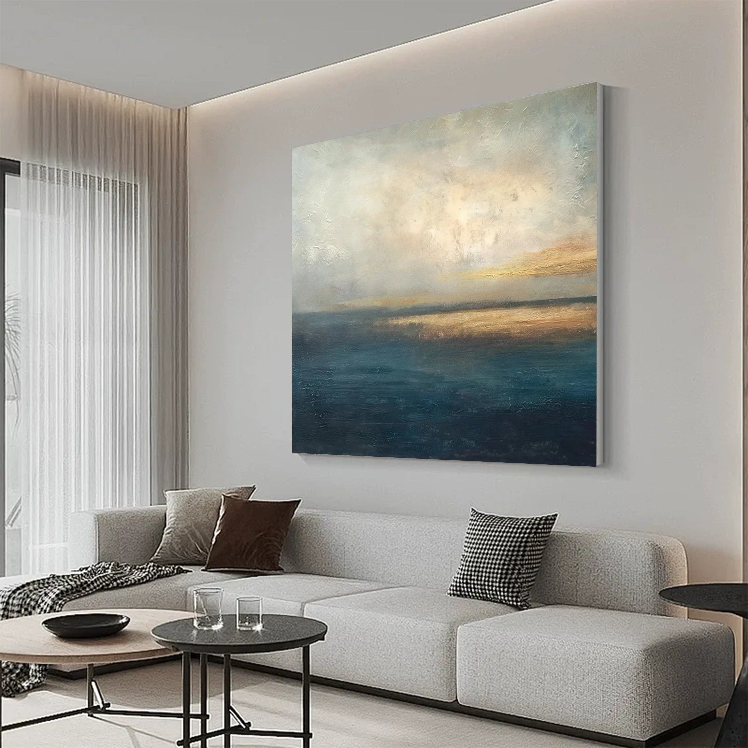 Blue and Gold Abstract Wall Art #AW195