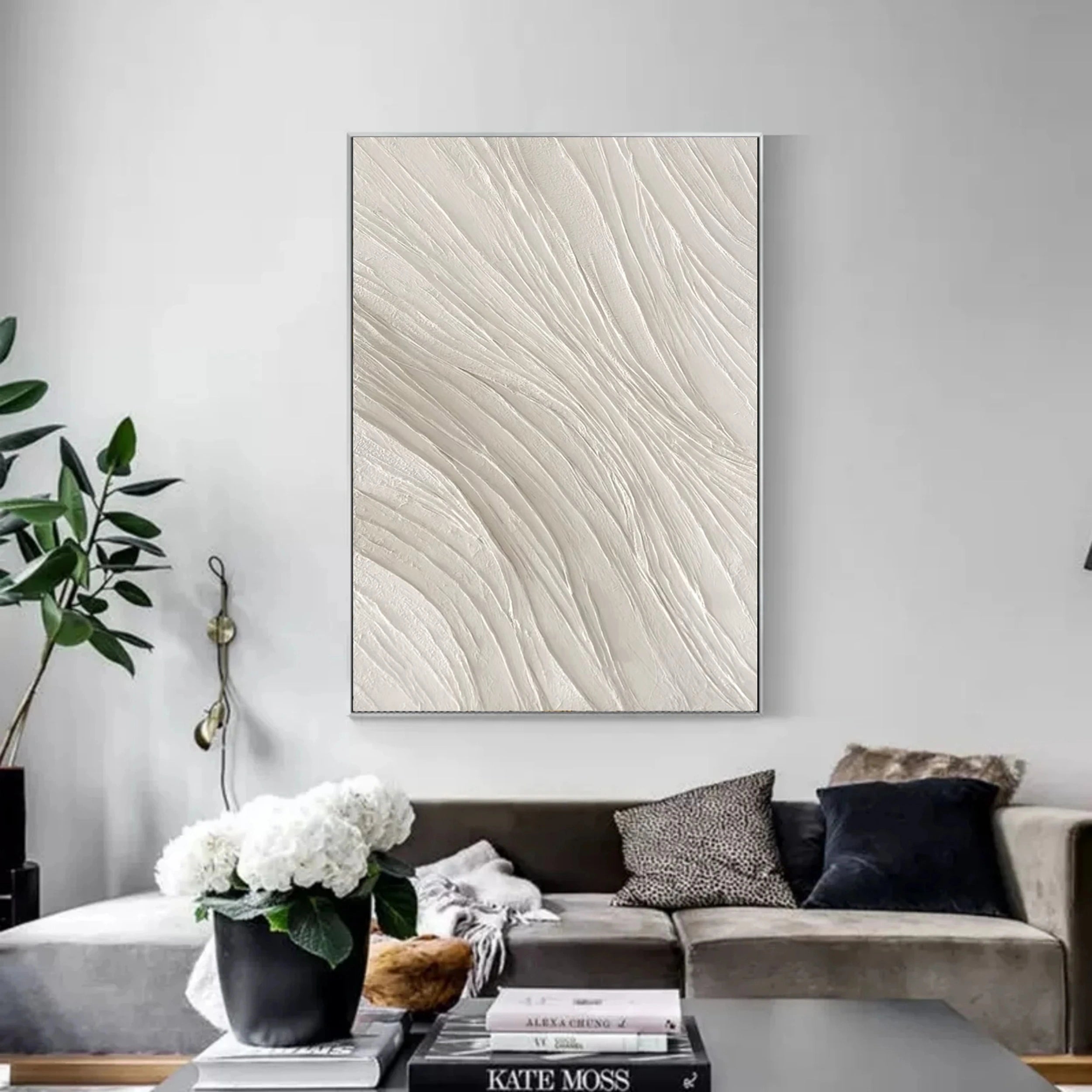 White Textured Minimalist Wall Art #WT069