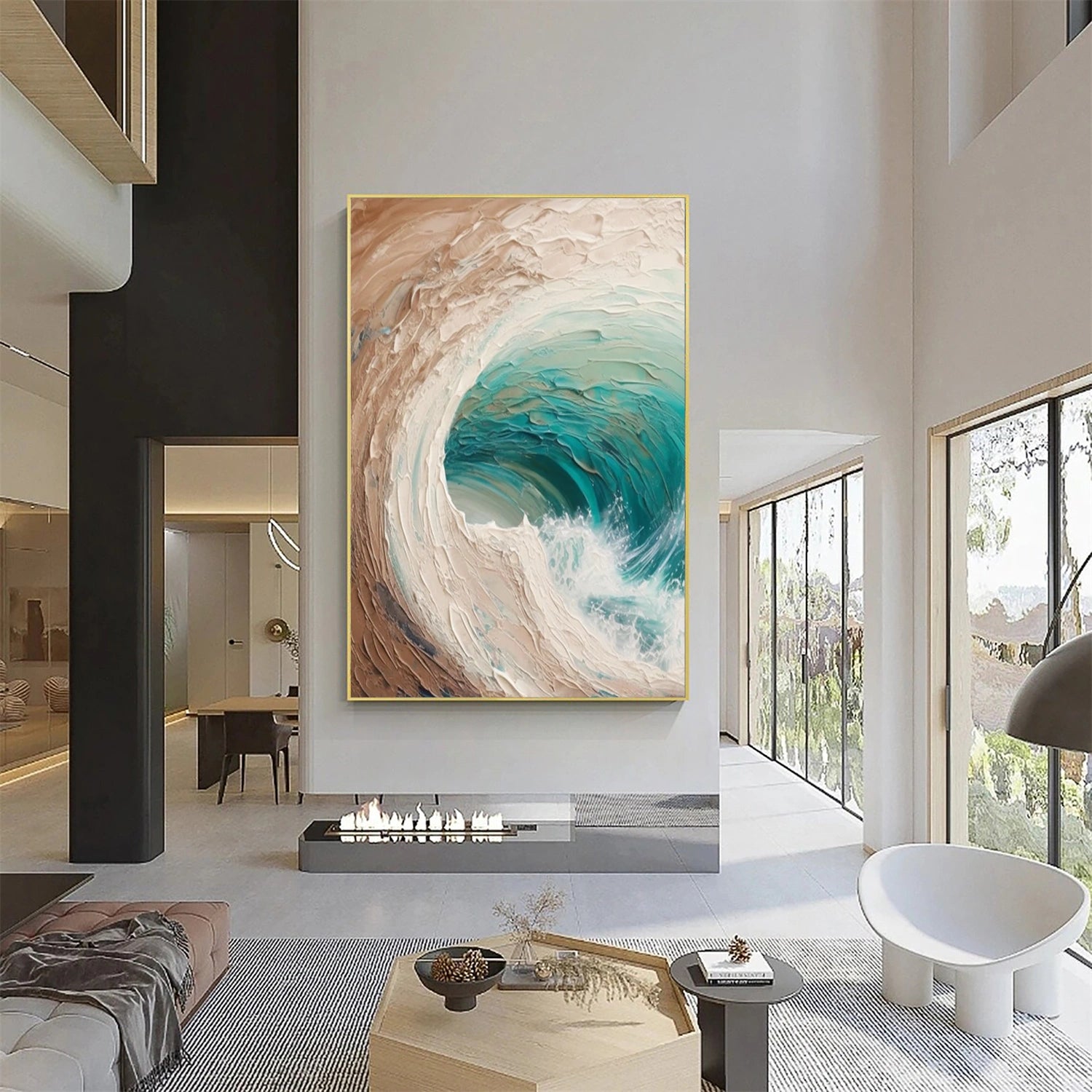 Sky And Ocean Abstract Textured Wall Art #SO252
