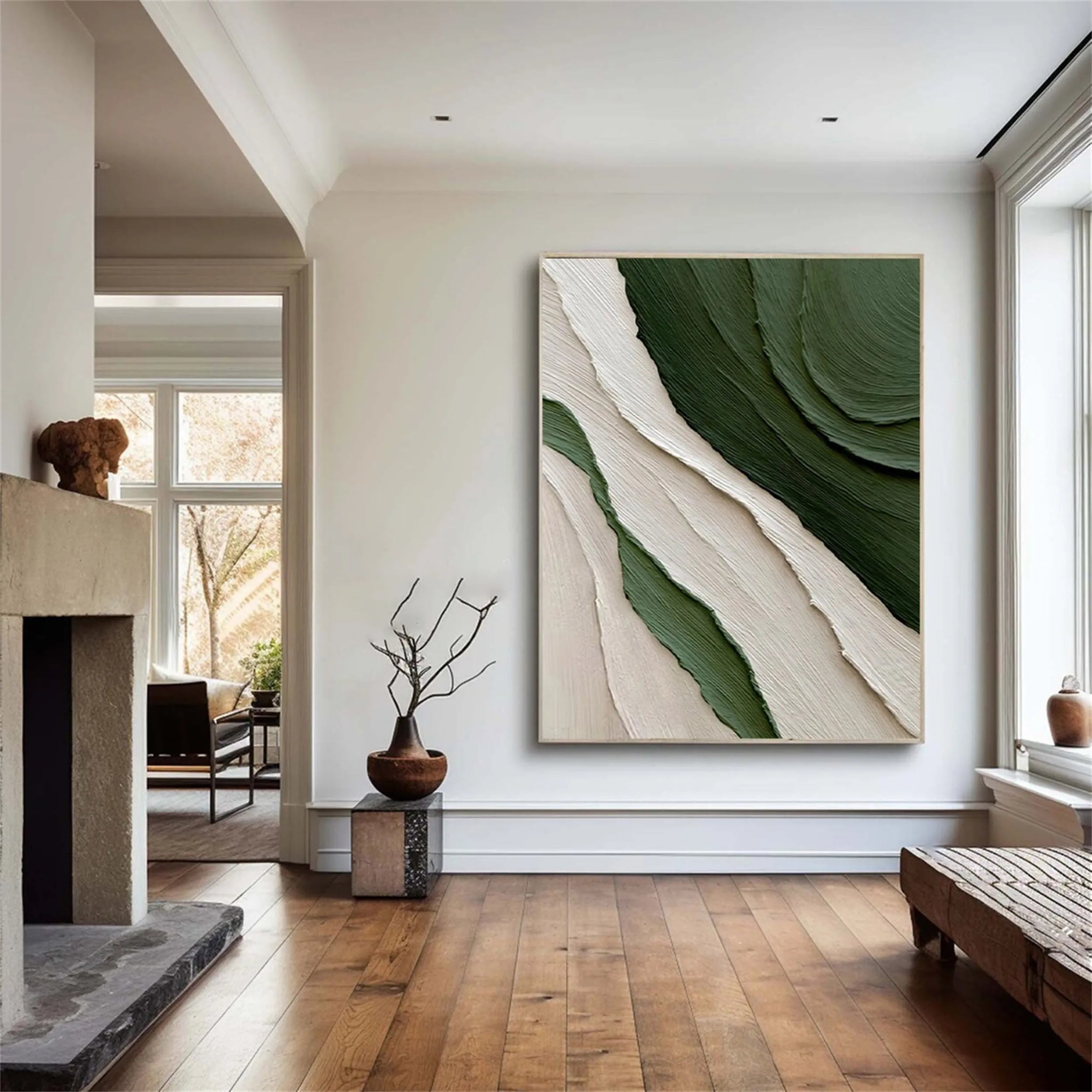 Green Textured Minimalist Wall Art #GT033