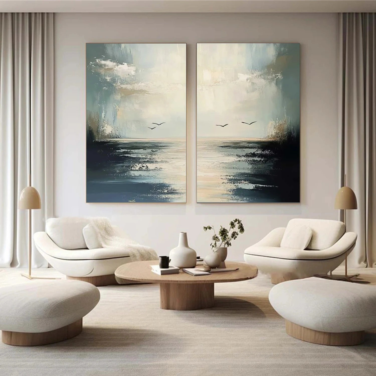 Sky And Ocean Abstract Wall Art Set of 2 #SO250