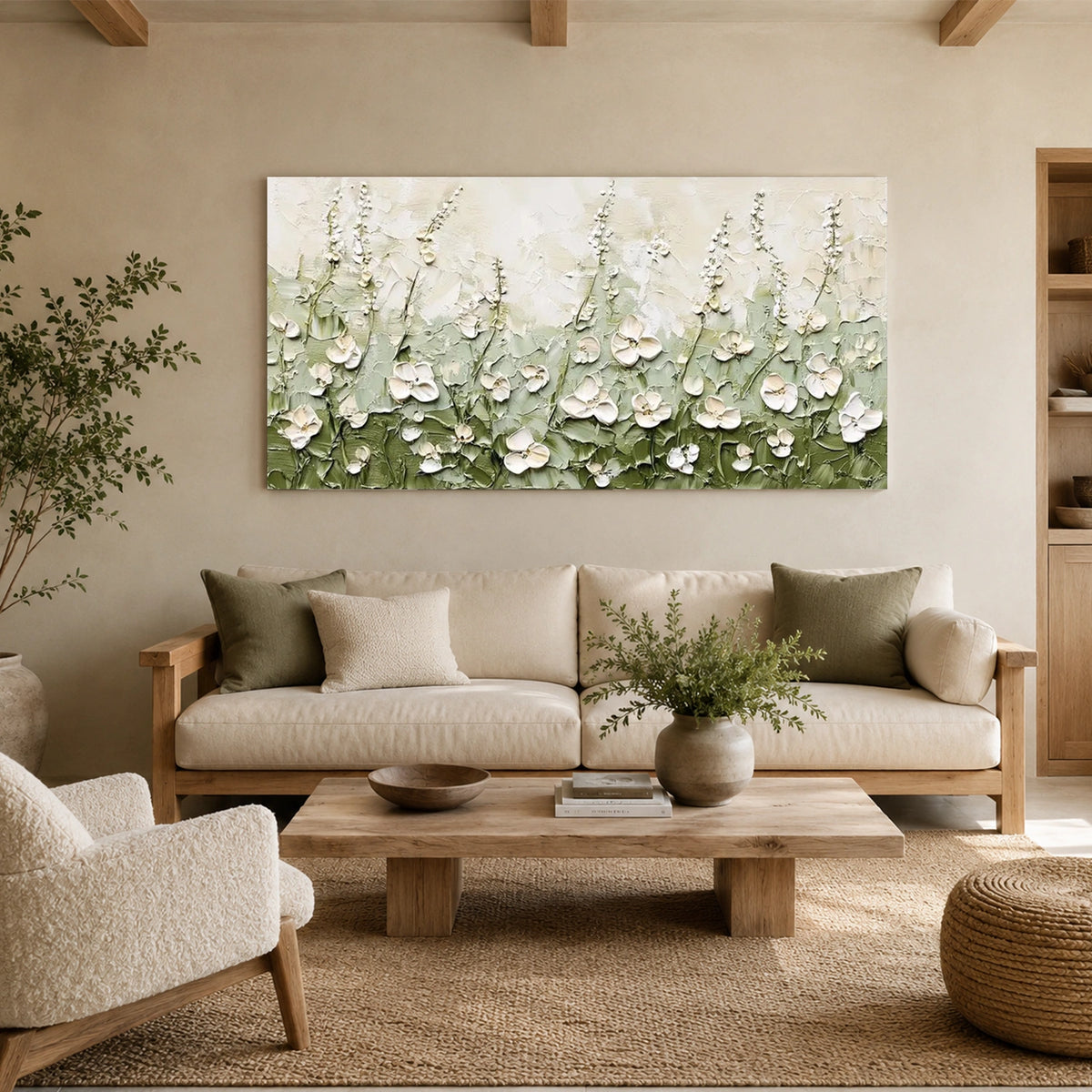Tree And Flower Abstract Textured Wall Art #TF233