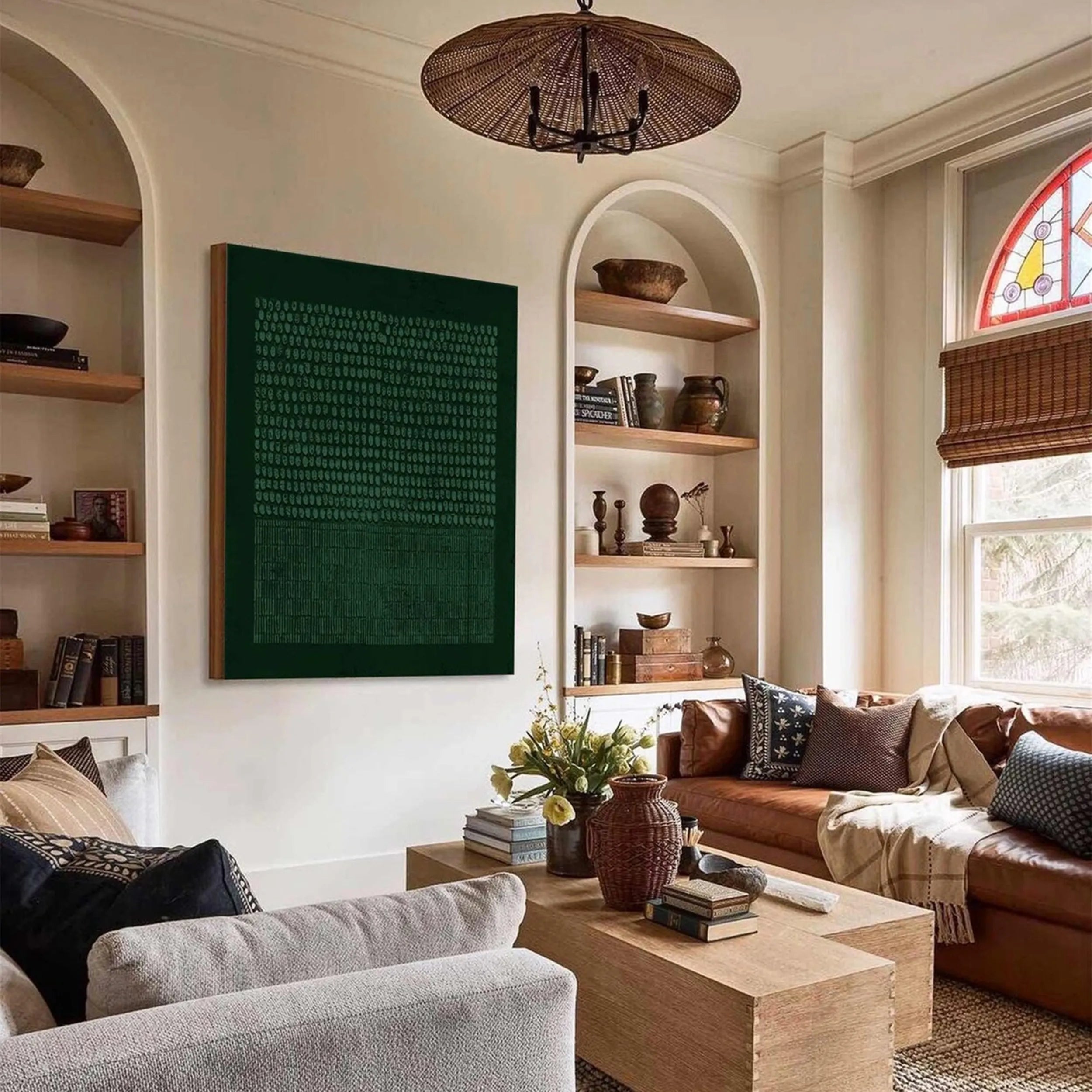 Green Textured Minimalist Wall Art #GT011