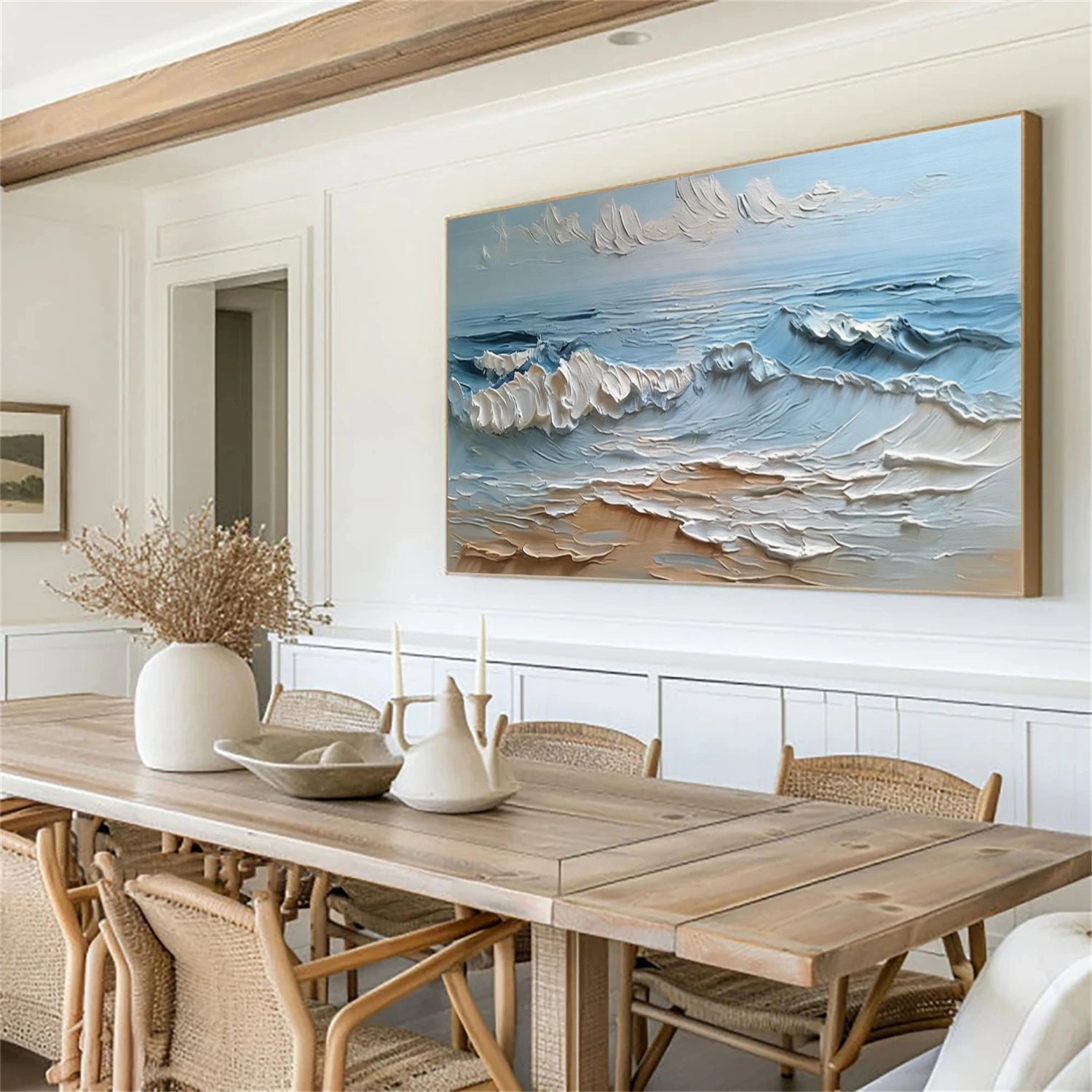Sky And Ocean Abstract Textured Wall Art #SO411