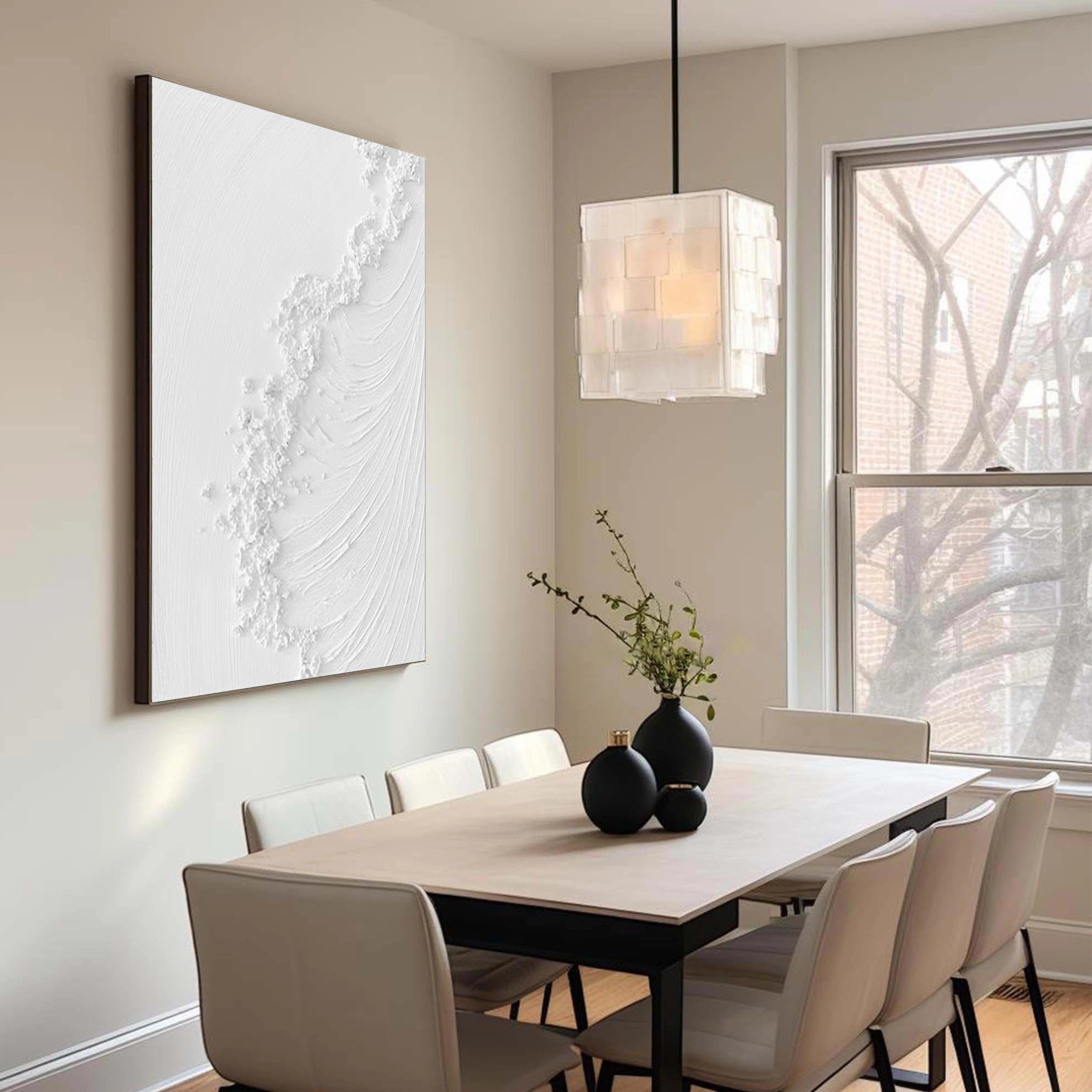 White Textured Minimalist Wall Art #WT052