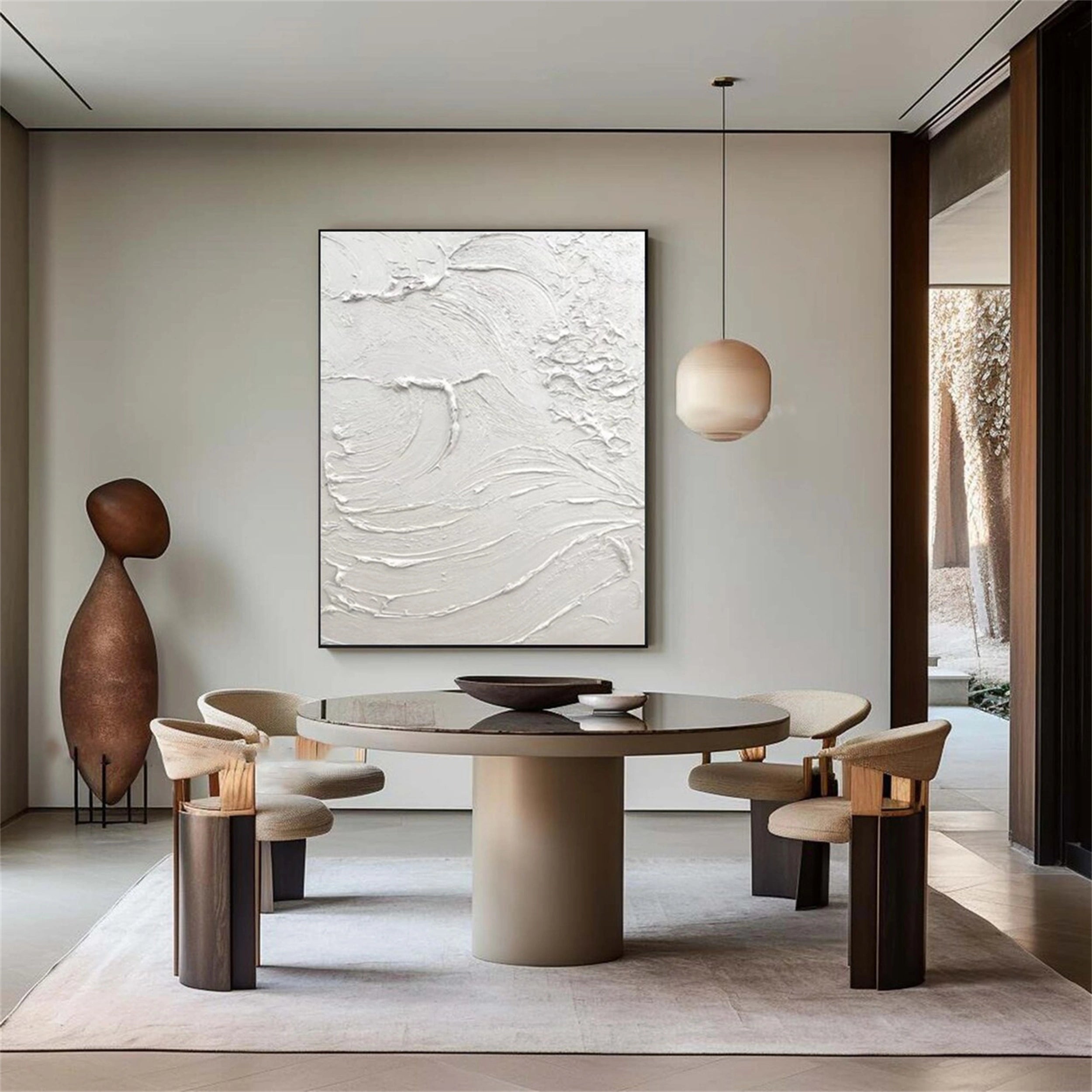 White Textured Minimalist Wall Art #WT078