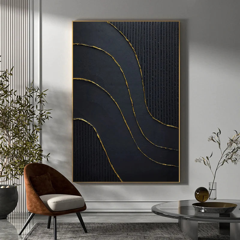 Black Textured Minimalist Wall Art #BT023