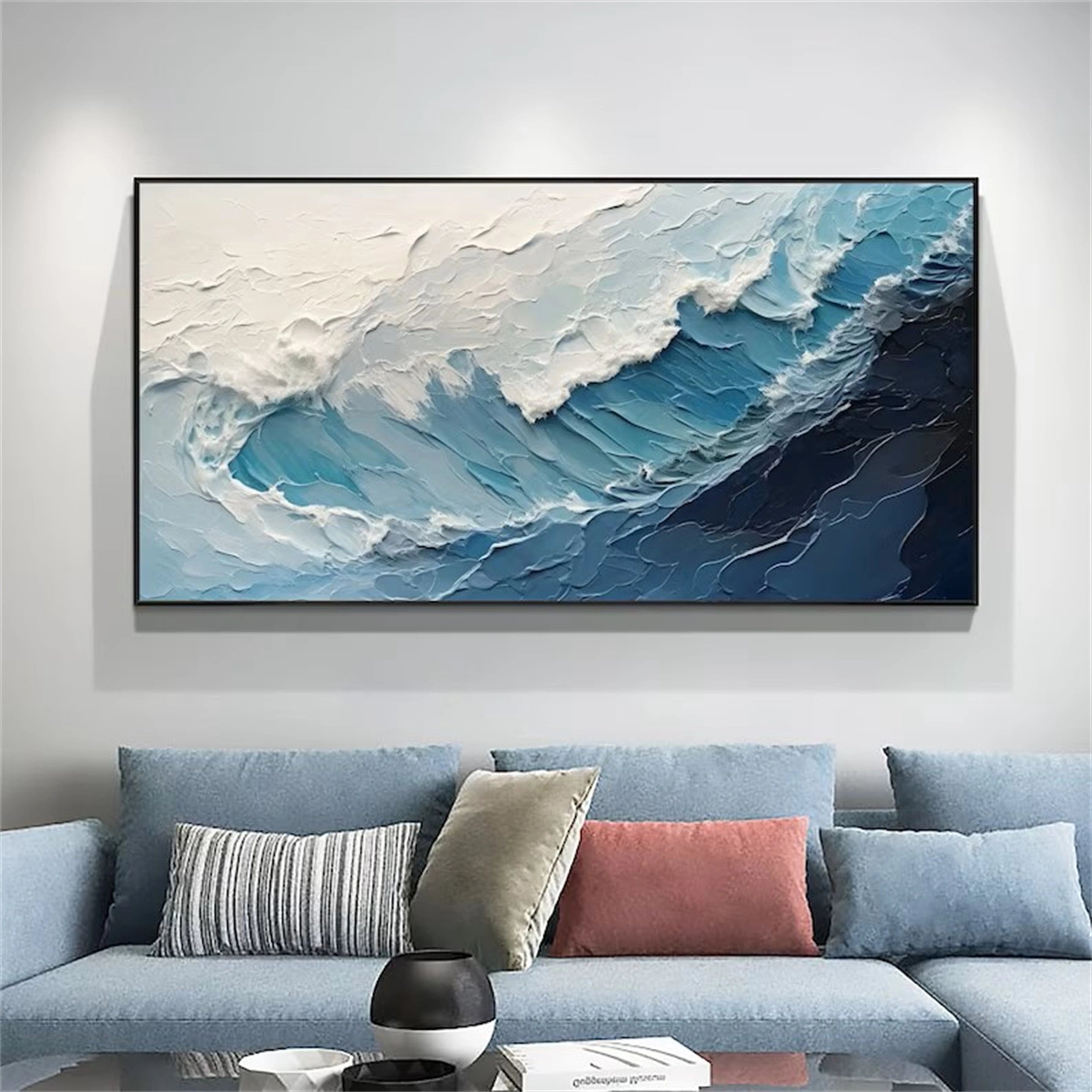 Blue Textured Minimalist Wall Art #BL003