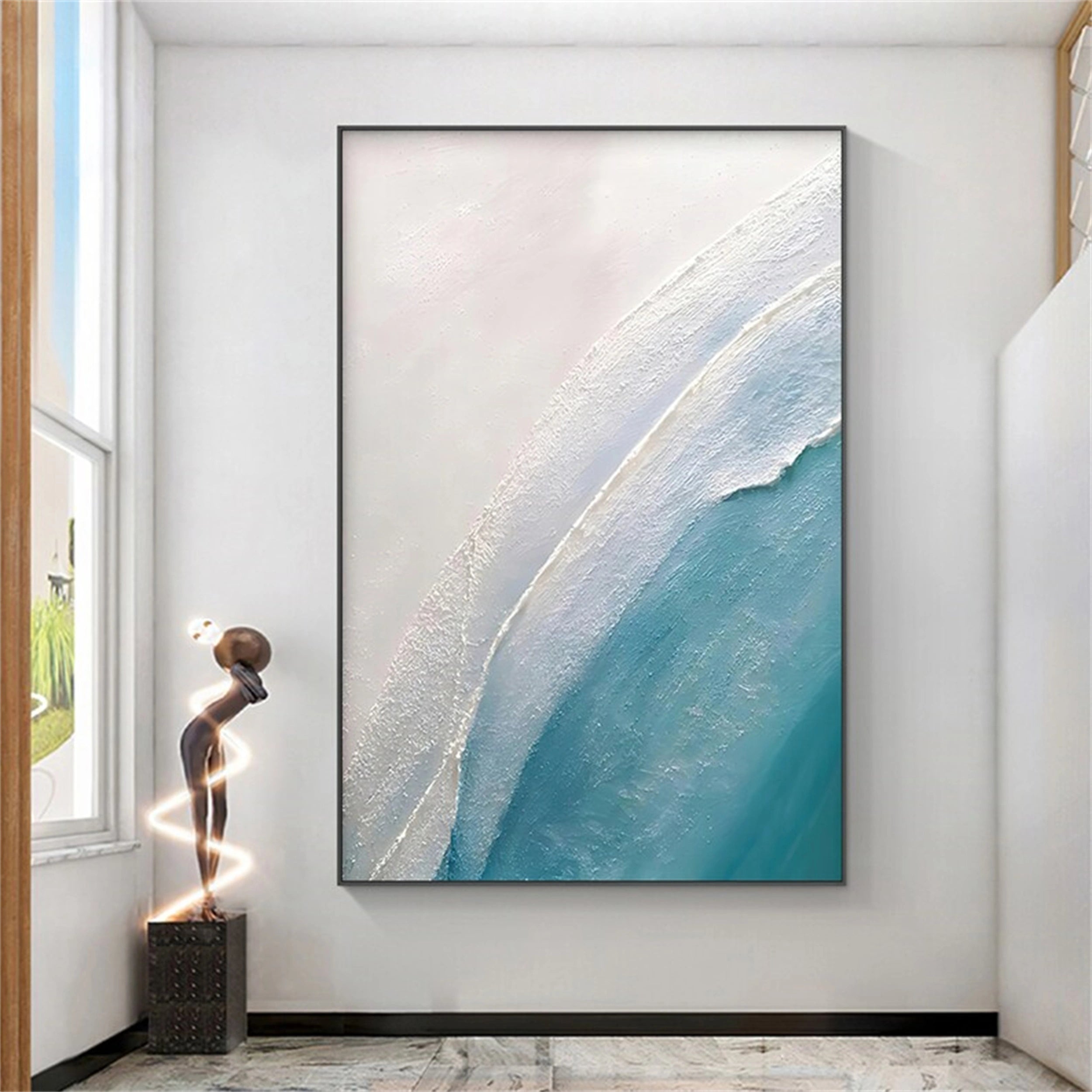 Blue Textured Minimalist Wall Art #BL013