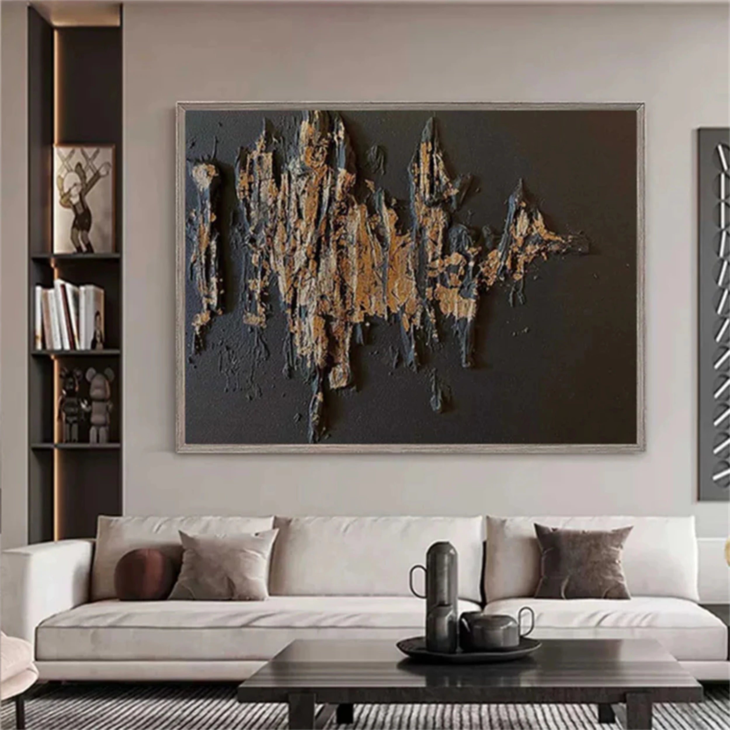 Black Textured Minimalist Wall Art #BT036