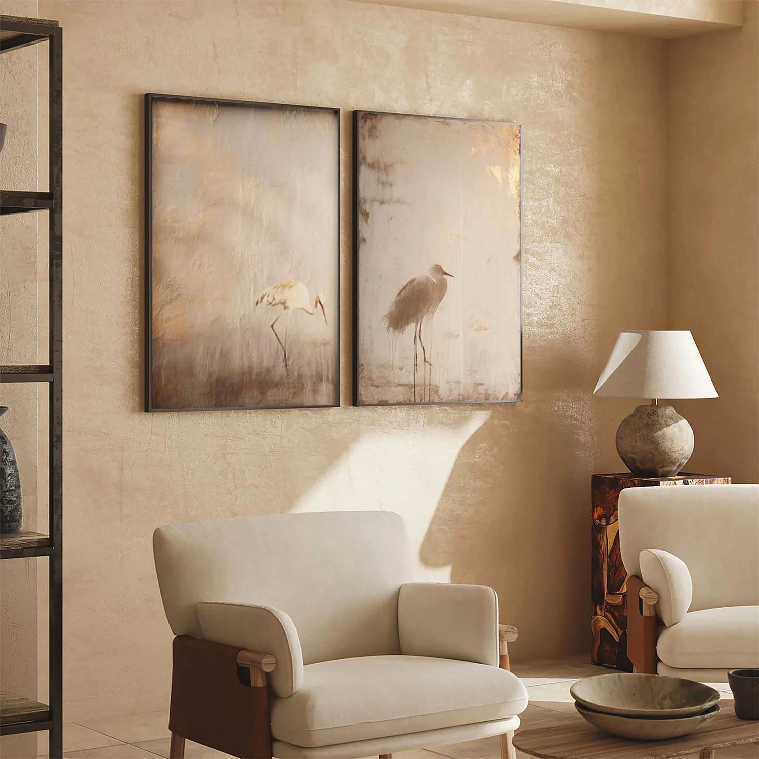 Abstract Animal Art Crane Wall Art Set of 2 #AT055